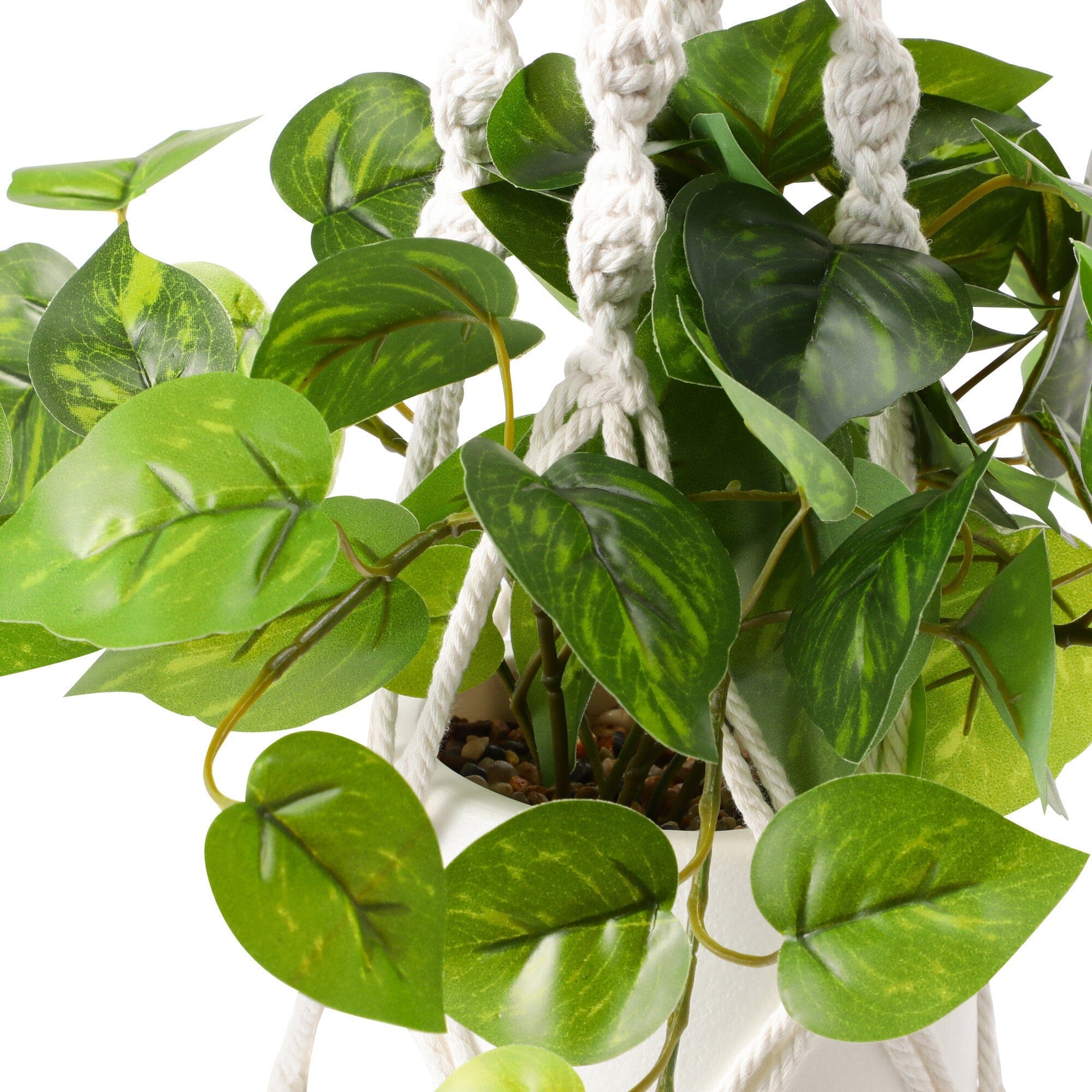 Artificial Hanging Green Pothos Plant - Home & Office Decor - Perfect for Living Room, Bedroom, Bathroom, and Indoor Spaces