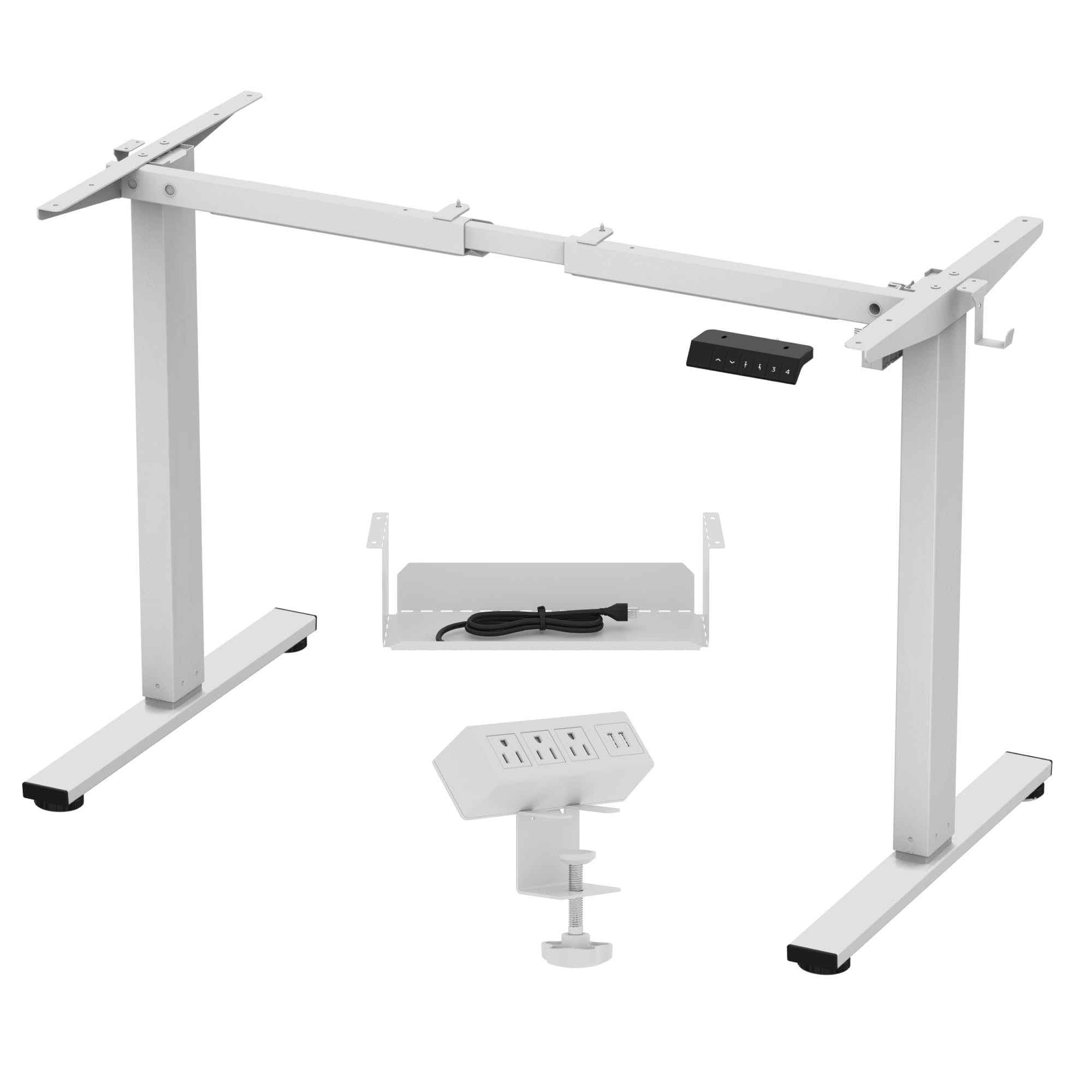 FLEXISPOT Electric Standing Desk Frame - Height Adjustable Sit Stand Desk Base for Home Office, White | Ergonomic Workspace Solution for Productivity & Comfort