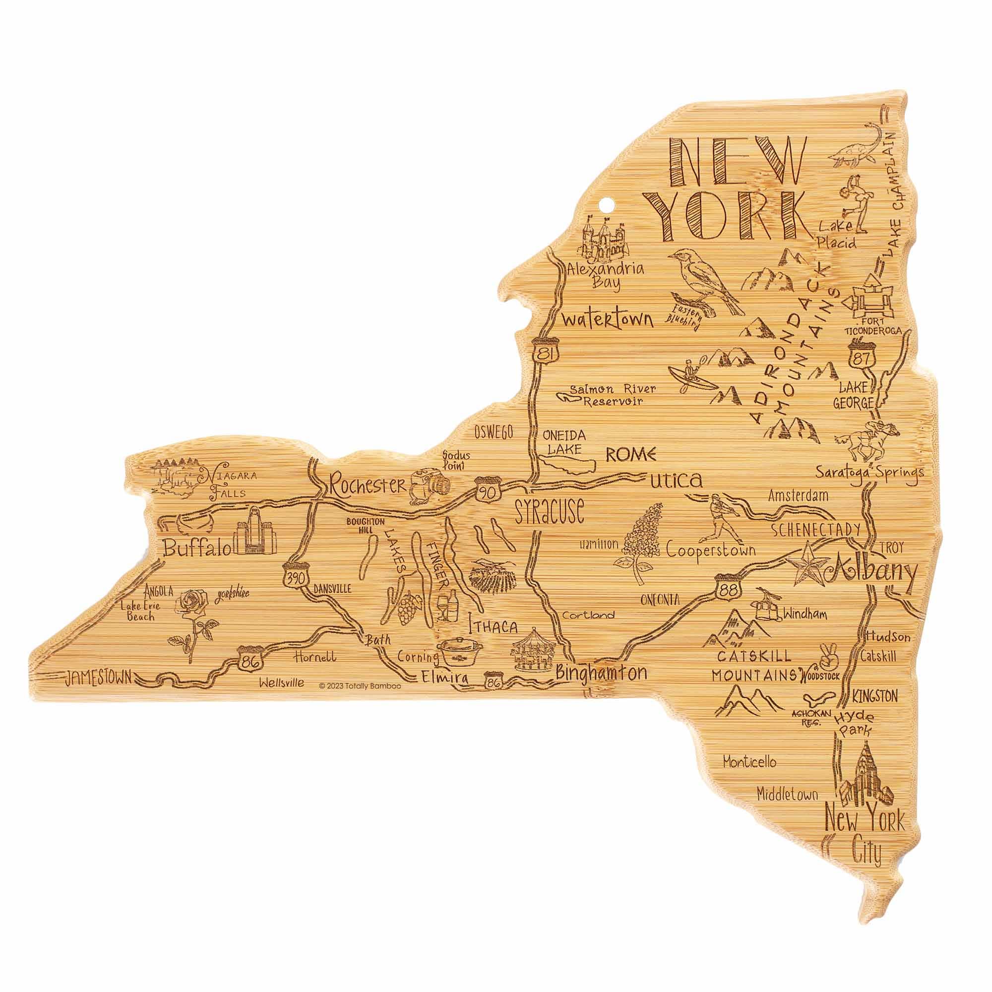 Premium New York Skyline Engraved Wooden Cutting Board - 13.25