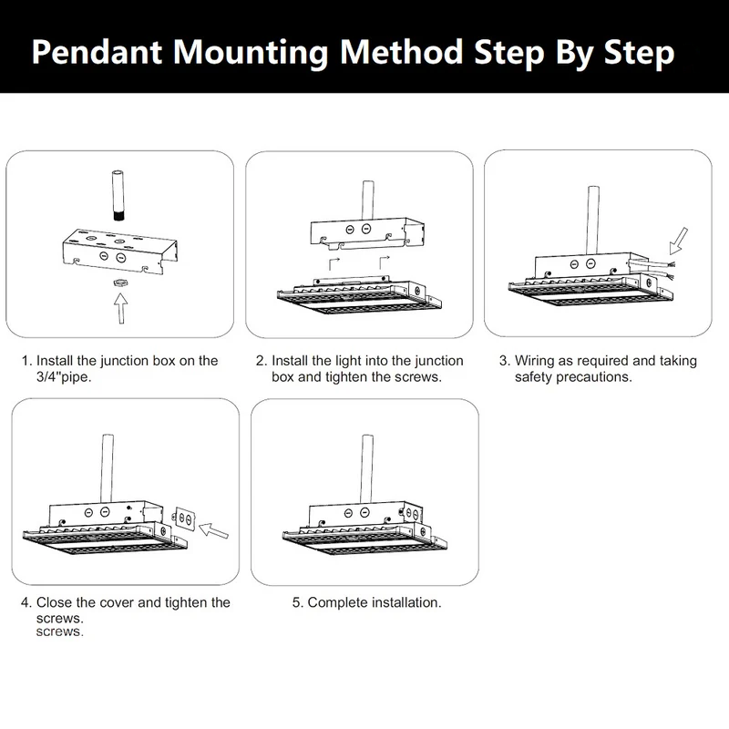 Pavo Series LED Linear High Bay Light Pendant Mounting Box - Durable Hanging Kit for Warehouse, Gym & Industrial Lighting