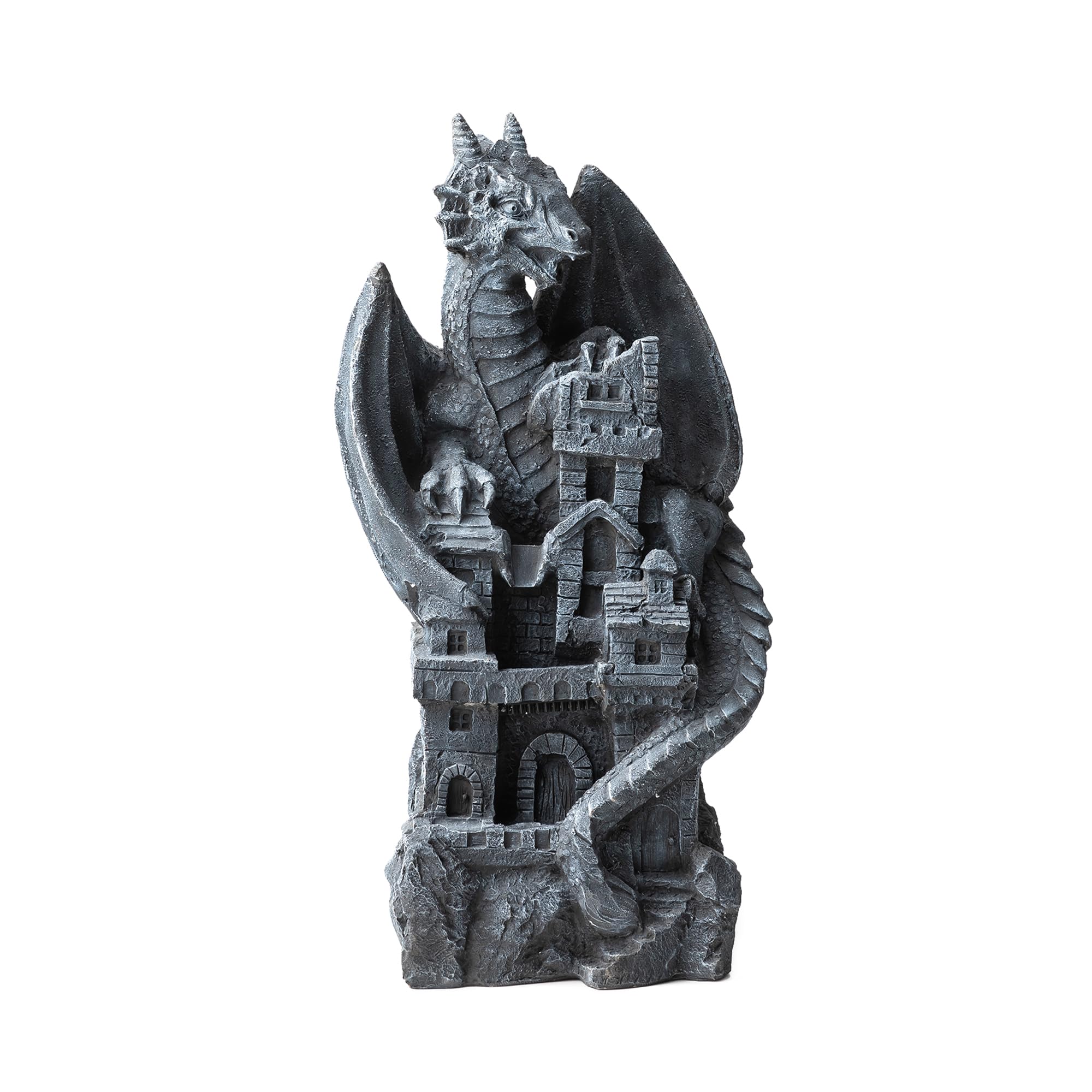 Glitzhome 4-Tier Gothic Dragon Outdoor Water Fountain with LED Lights & Pump - 36.5
