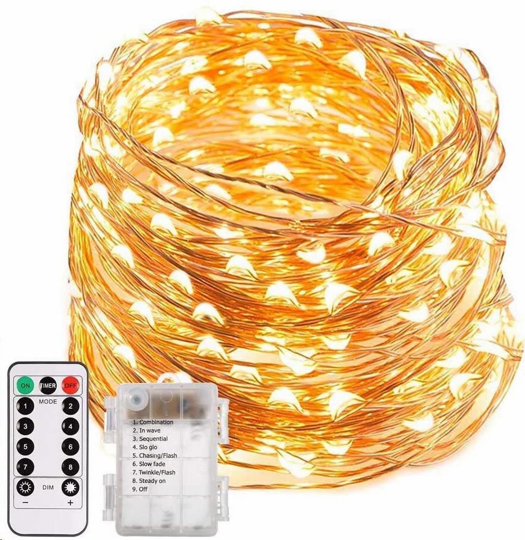 ECOWHO 66ft 200 LED Waterproof Outdoor String Lights - 8 Lighting Modes, Battery Operated Fairy Lights for Patio, Garden, Wedding, Party & Home Decoration (Warm White, 1 Pack) - Perfect for Backyard, Christmas, Bedroom and Romantic Ambiance