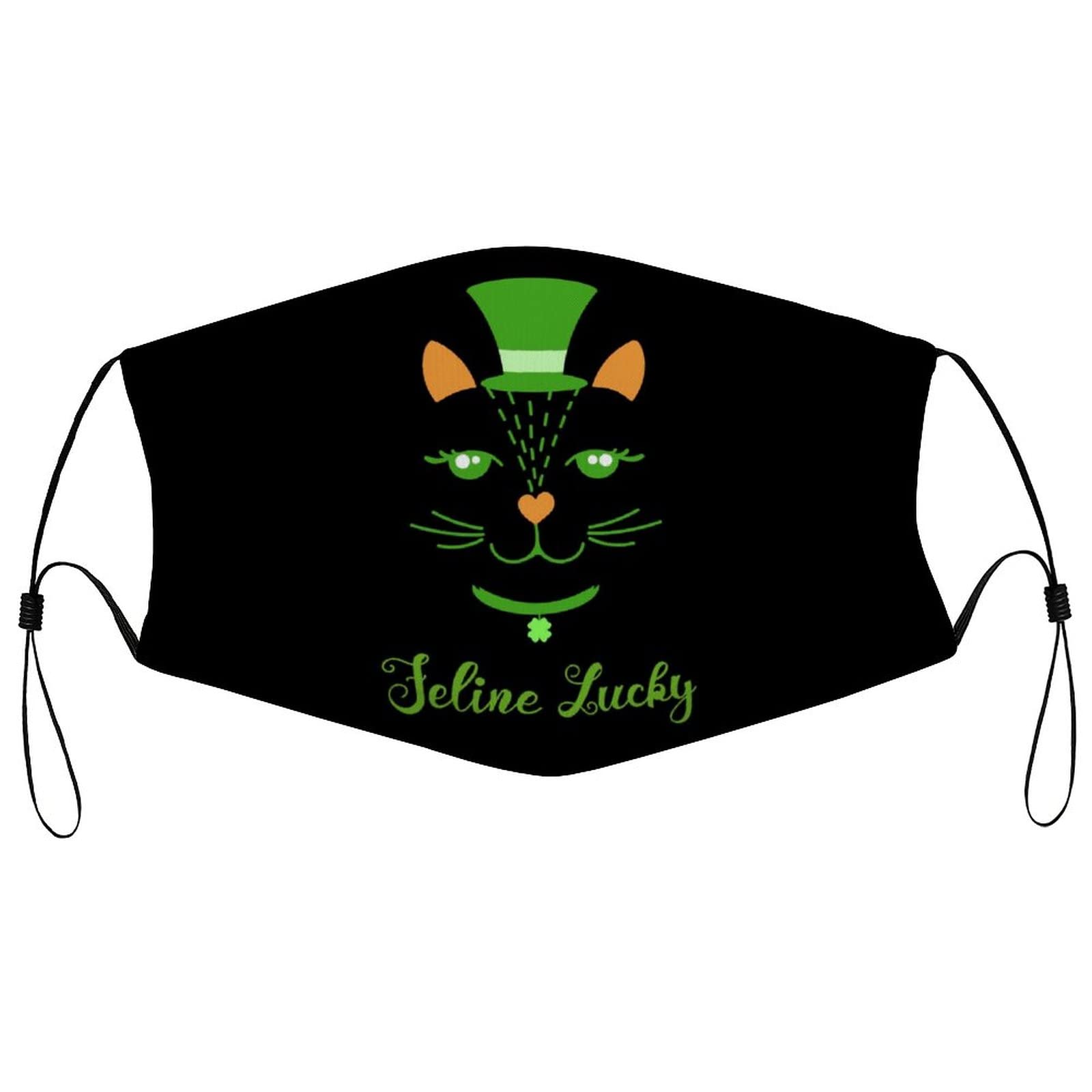 St. Patrick's Day Cat Face Mask - Green Clover Pattern Balaclava Scarf, Reusable Face Cover for Festivals & Outdoor Activities