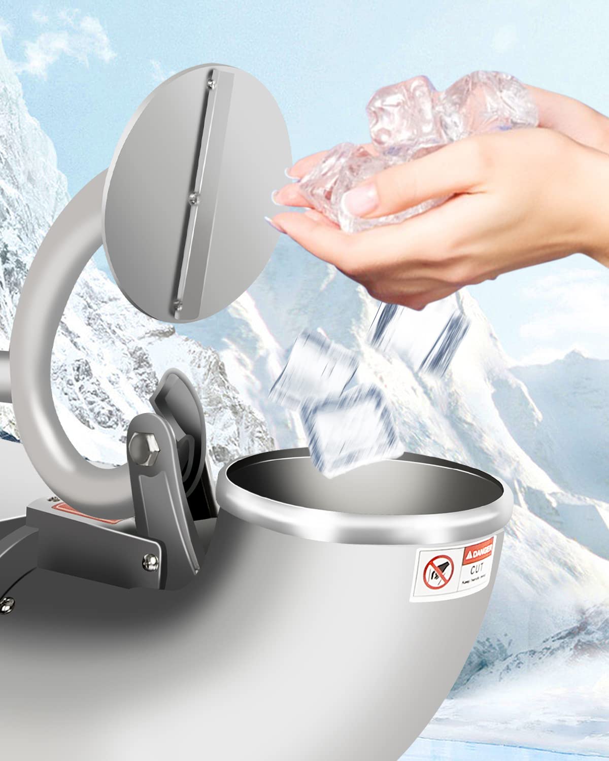 Commercial Snow Cone Machine 440lbs/hr - Stainless Steel Electric Ice Shaver with Acrylic Storage Box - 110V for Parties, Carnivals, Bars & Home Use - Perfect for Summer Events, Backyard BBQs & Small Businesses