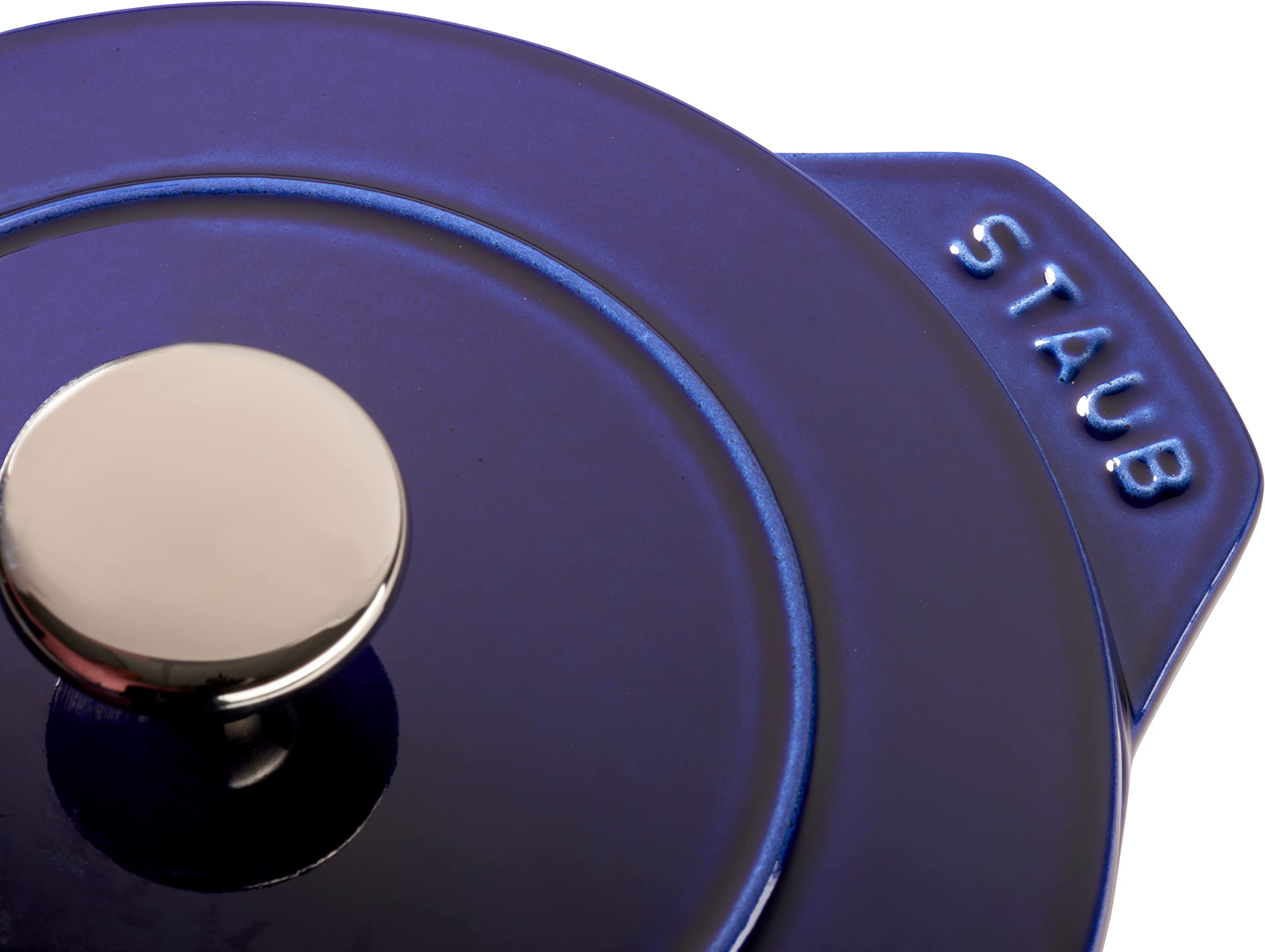 Premium Staub Cast Iron 1.5-Quart Petite French Oven - Authentic Dark Blue Enameled Dutch Oven, Made in France | Perfect for Soups, Stews, Baking & Slow Cooking