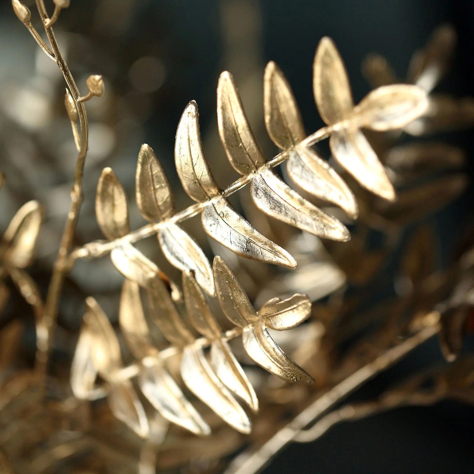 2 Pack Gold Metallic Artificial Fern Leaf Branches - 21