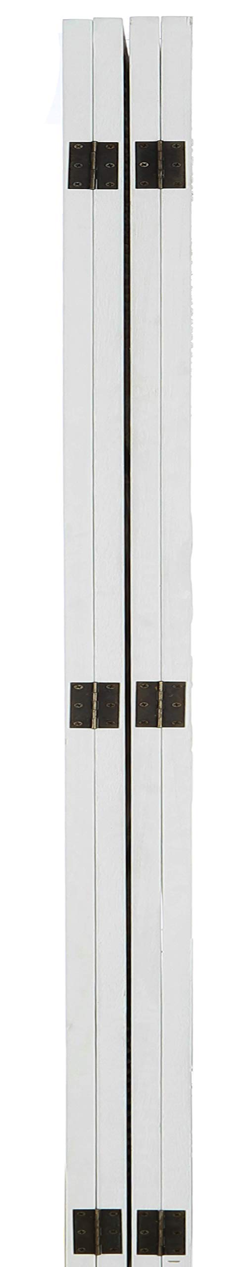 Antique White Wicker Wood Room Divider - 4 Panel Screen for Home Decor