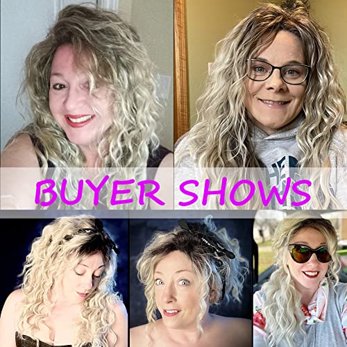 Curly Blonde Brown Reverse Ombre Wig - Long Synthetic Hairpiece for Cosplay, Halloween & Daily Fashion