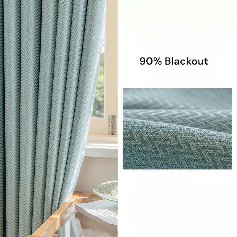 Lorelai Cotton Linen Gingham Wave Textured Blackout Curtains for Bedroom & Living Room - Custom Size Thermal Insulated Window Drapes for Home Decor