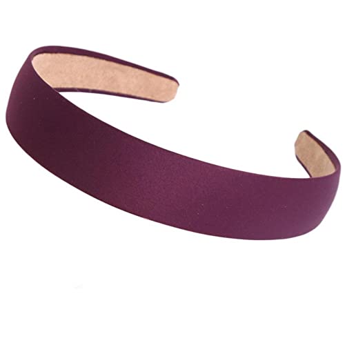 Krimo Wide Satin Hair Band for Women & Girls - Soft Elastic Headband Hair Accessory (Purple) - Perfect for Workouts, Yoga, and Everyday Styling
