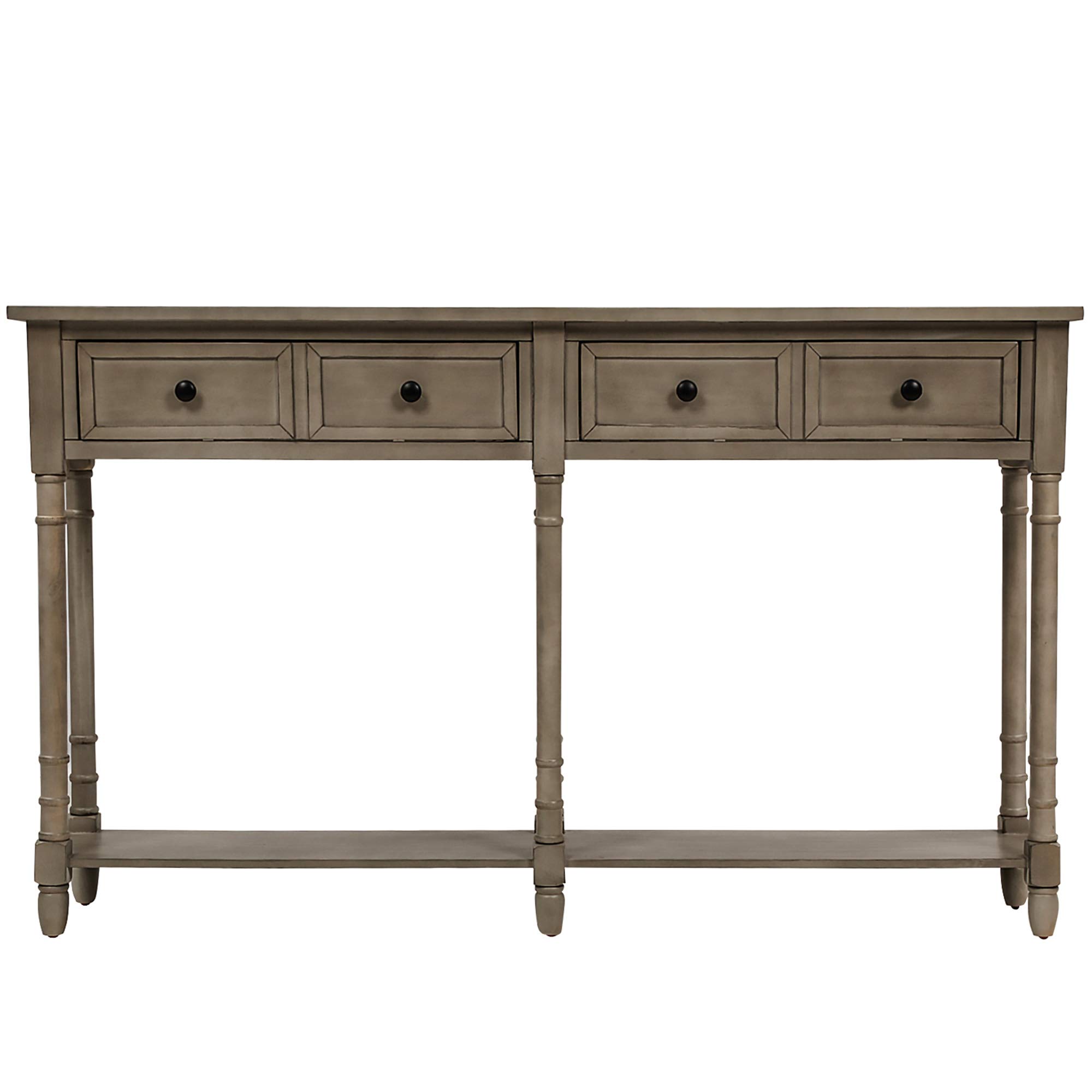 Merax Retro Console Table with Drawers and Shelf - Entryway Sofa Table, Living Room Side Table in Grey Wash | Perfect for Hallway Decor & Small Space Furniture