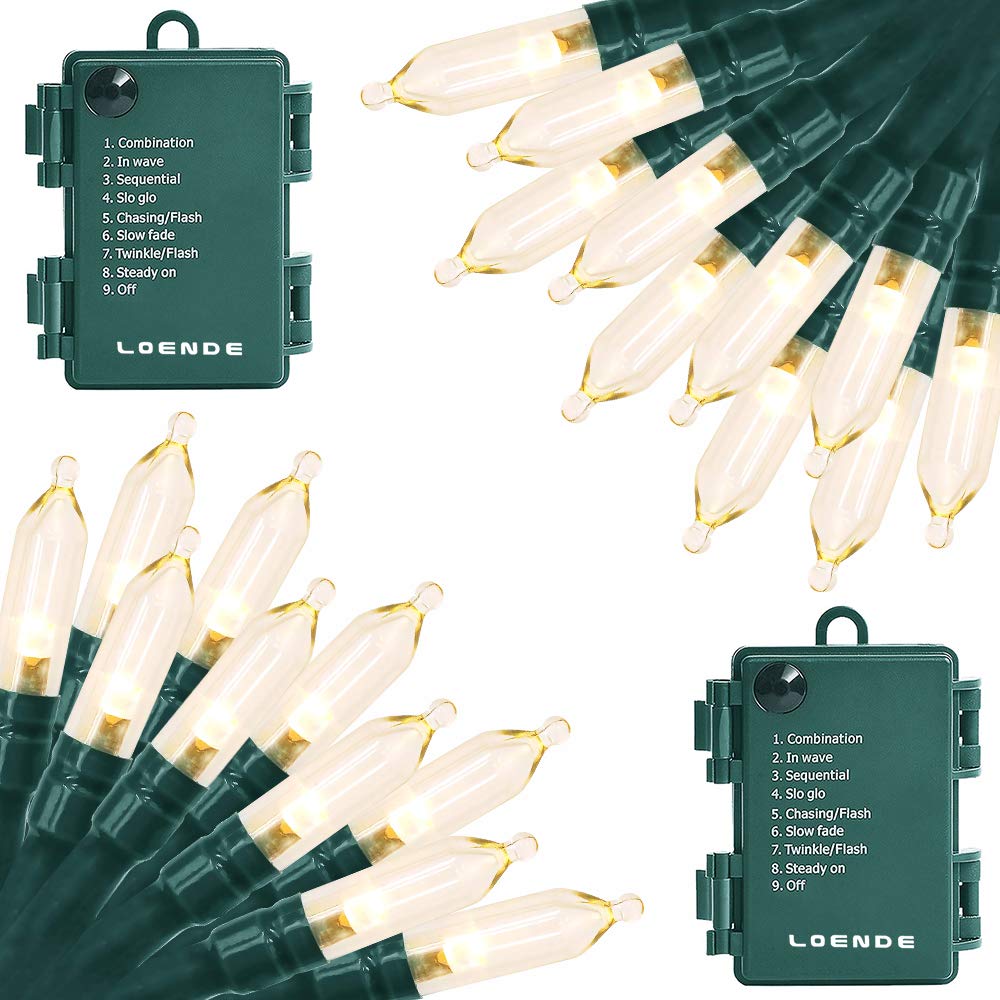 LOENDE 18ft 50 LED Battery Operated Christmas String Lights - 8 Modes with Timer, Waterproof Warm White Fairy Lights (2 Pack) for Christmas Tree Decorations, Wreaths, Party, Home, Indoor & Outdoor Holiday Decor - Perfect for Bedroom, Garden, Wedding, and Festive Lighting