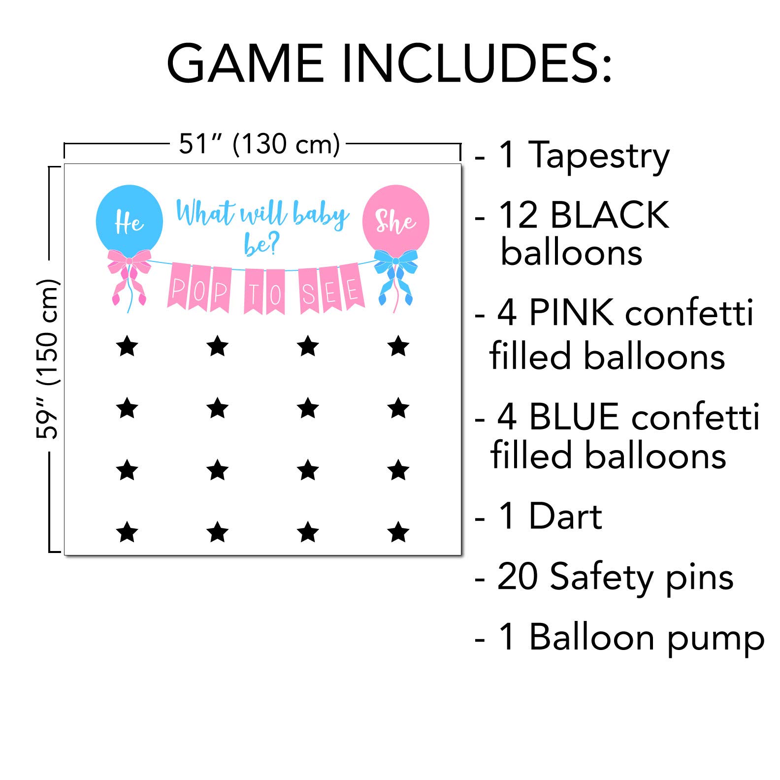 Gender Reveal Party Supplies Kit - Balloon Dart Game with Color Powder for Baby Shower, Gender Reveal Events & Celebrations - Fun & Exciting Gender Prediction Game for Parents-to-Be