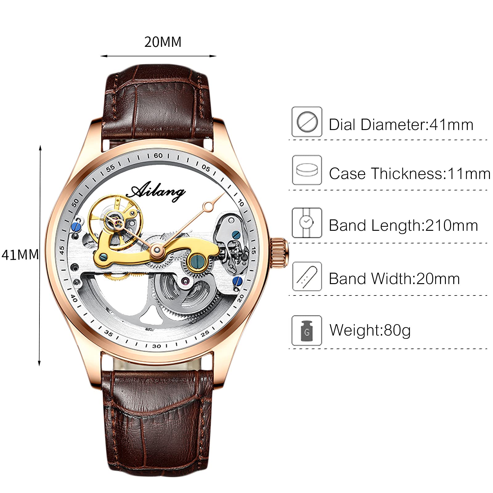 RORIOS Men's Automatic Mechanical Watch - Stainless Steel Band, Self-Winding, Waterproof Dress Watch for Business & Formal Occasions | Perfect for Office, Weddings & Special Events