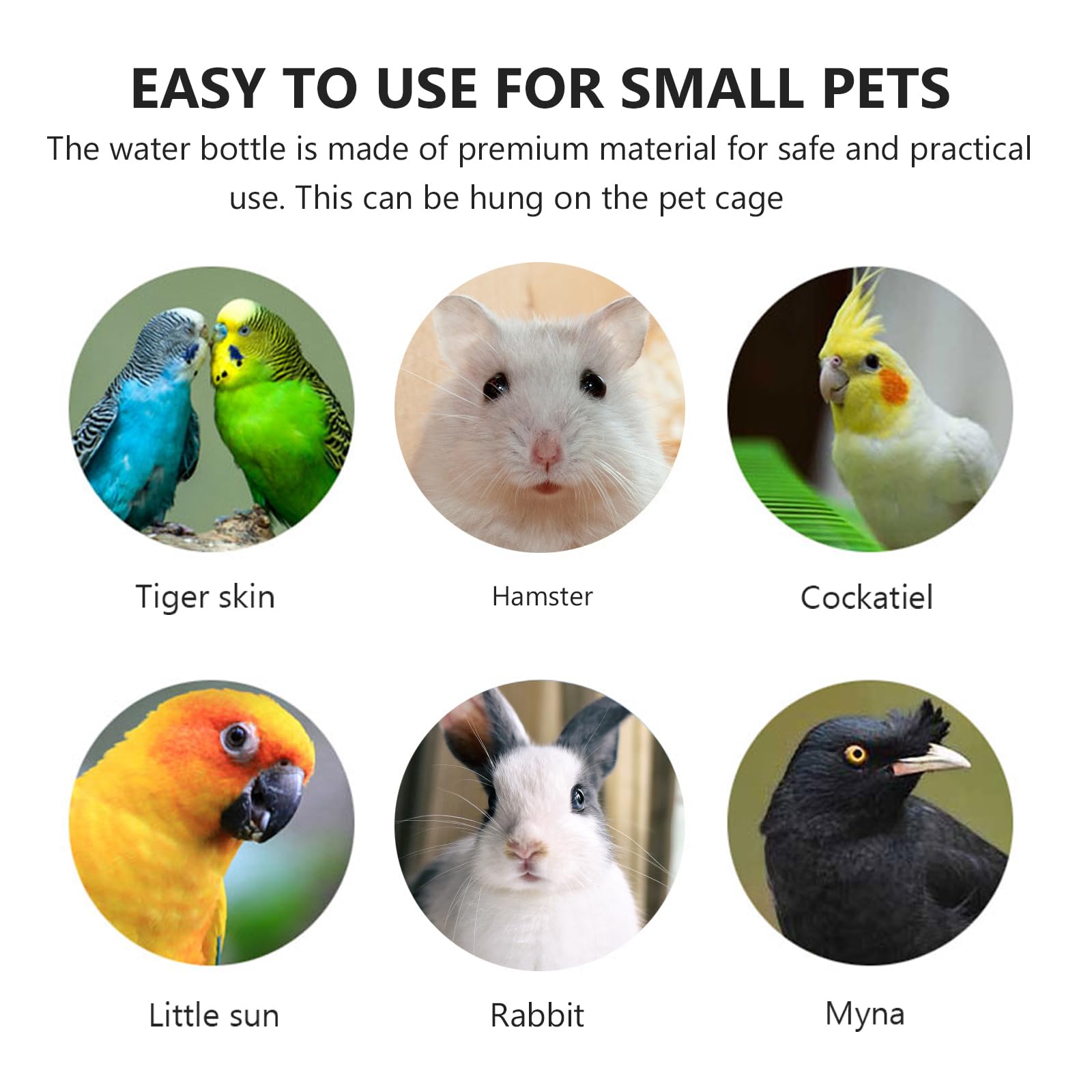 Mipcase 6 Pack No Drip Hanging Water Bottle for Hamsters, Guinea Pigs, Rabbits & Small Animals - Leak Proof Pet Water Dispenser for Cages & Habitats