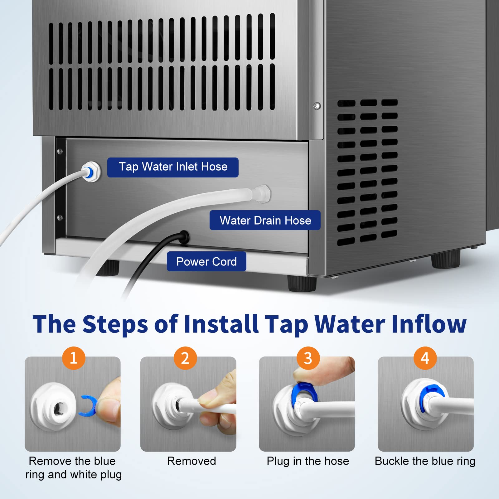 TAZPI Commercial Ice Maker 130 LBS/24H - Upgraded 15