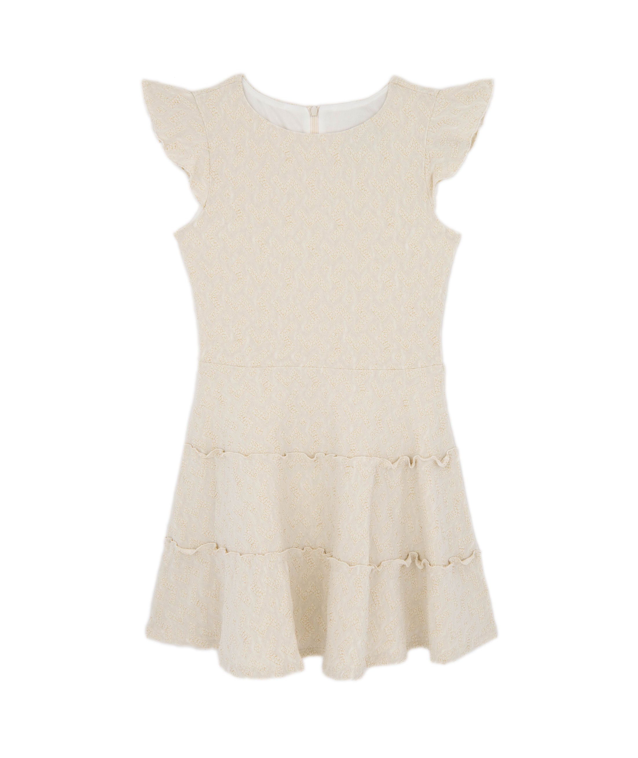 By Debra Girls Sara Ivory/Gold 3 Tier Dress - Elegant Party Dress for Weddings, Prom & Special Occasions