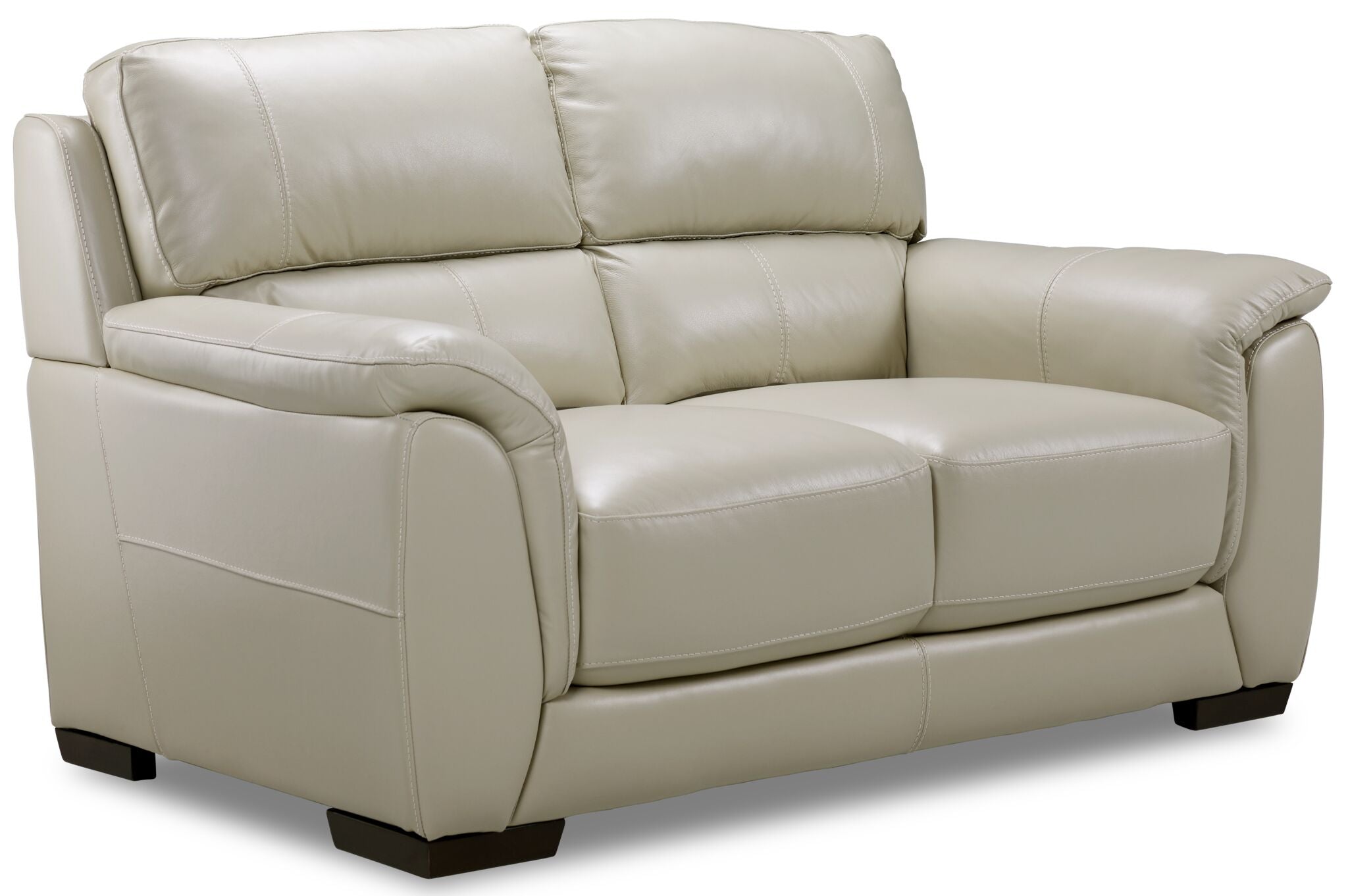 Avalon Leather Sofa and Loveseat Set in Oyster Grey Cream - Modern Living Room Furniture for Home & Office Comfort