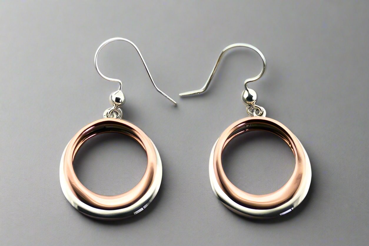 Flattened Copper & Silver Earrings for Women - Handmade Boho Jewelry - Perfect for Casual Wear, Parties & Gifts