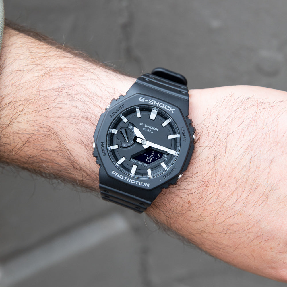 G Shock GA2100-1A Black 'CasiOak' Analog Digital Watch - Durable Sports & Outdoor Adventure Timepiece