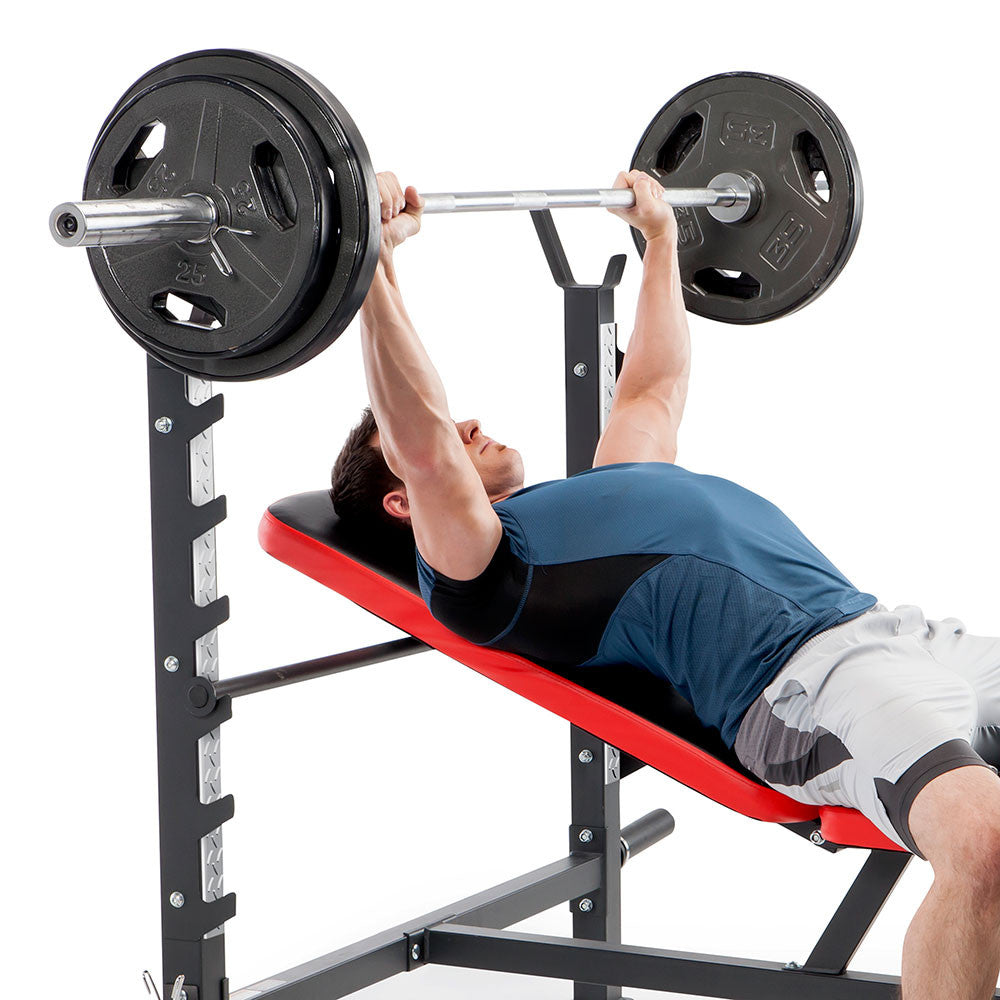 Marcy MWB-5146 Multi-Position Olympic Weight Bench for Home Gym - Adjustable Incline, Decline & Flat Workout Bench for Strength Training, Bodybuilding & Fitness - Perfect for Small Spaces & Home Workouts
