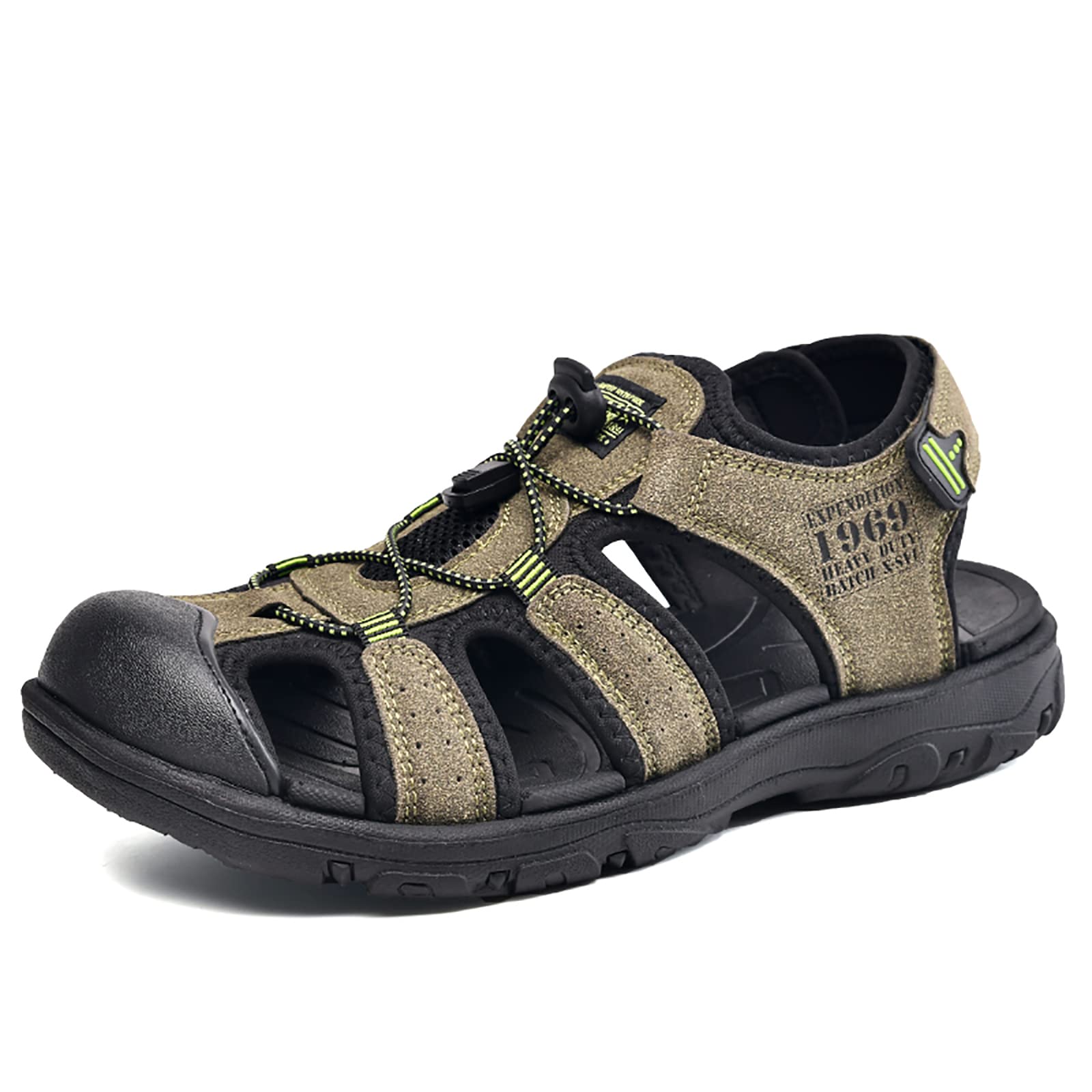 Heyun Men's Sport Sandals - Breathable Athletic Hiking Sandals with Closed Toe, Durable Outdoor Walking Water Shoes for Men - Perfect for Beach, Fishing, Camping & Travel Adventures