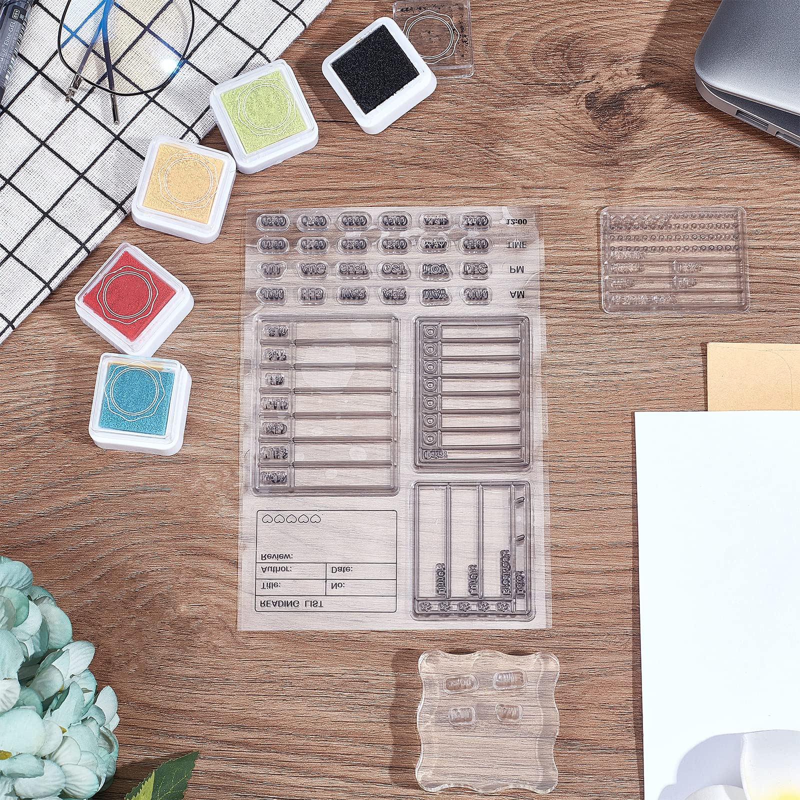 GLOBLELAND Clear Silicone Stamps Set for Calendar, Planner, Date & Time - 6.3x4.3 Inches DIY Scrapbooking, Card Making, Photo Album, Paper Craft - Perfect for Bullet Journaling, Memory Keeping & Handmade Greeting Cards