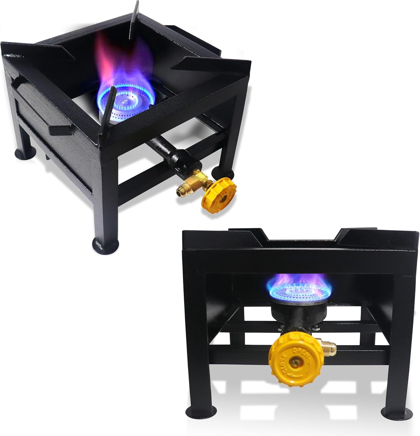 Portable Single Burner Propane Stove - Heavy Duty Cast Iron High Pressure Outdoor Cooker with High BTU for Turkey Frying, Seafood Boiling, Homebrewing & Camping | Perfect for Backyard BBQs, Tailgating & Emergency Cooking