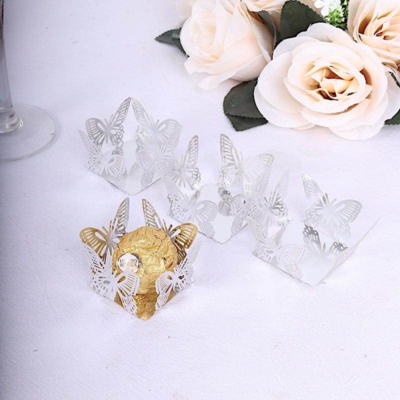 50 Gold Metallic 4 Butterfly Mini Square Cupcake Liners for Desserts - Perfect for Birthday Parties, Baby Showers & Wedding Decorations