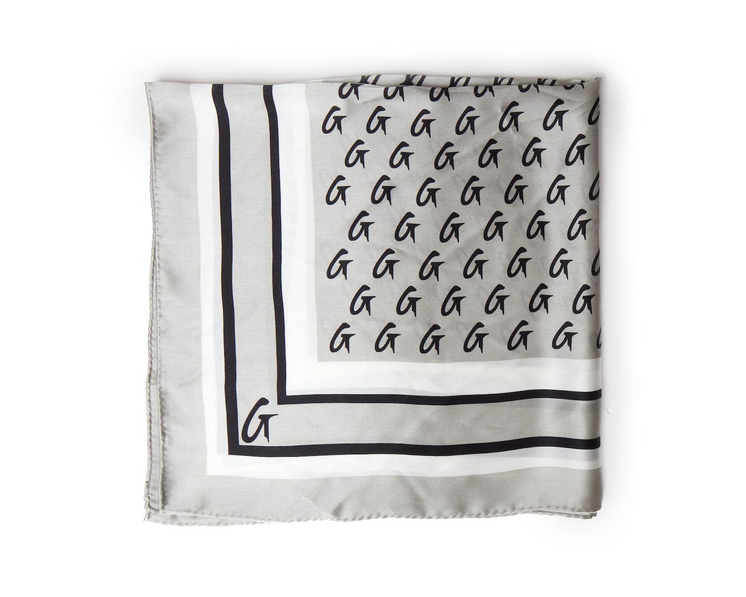 Luxury Monogram Silk Scarf - Medium Size in Elegant Silver | Perfect for Women's Fashion Accessories, Gift Ideas & Special Occasions