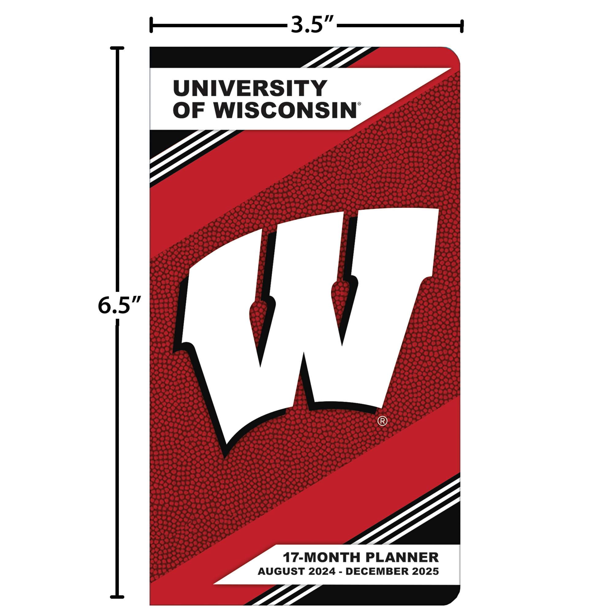 TURNER SPORTS Wisconsin Badgers 2025 17-Month Pocket Planner - Perfect for Students, Fans & Organization - Great for School, Work & Game Day Planning (PF 25998890524)