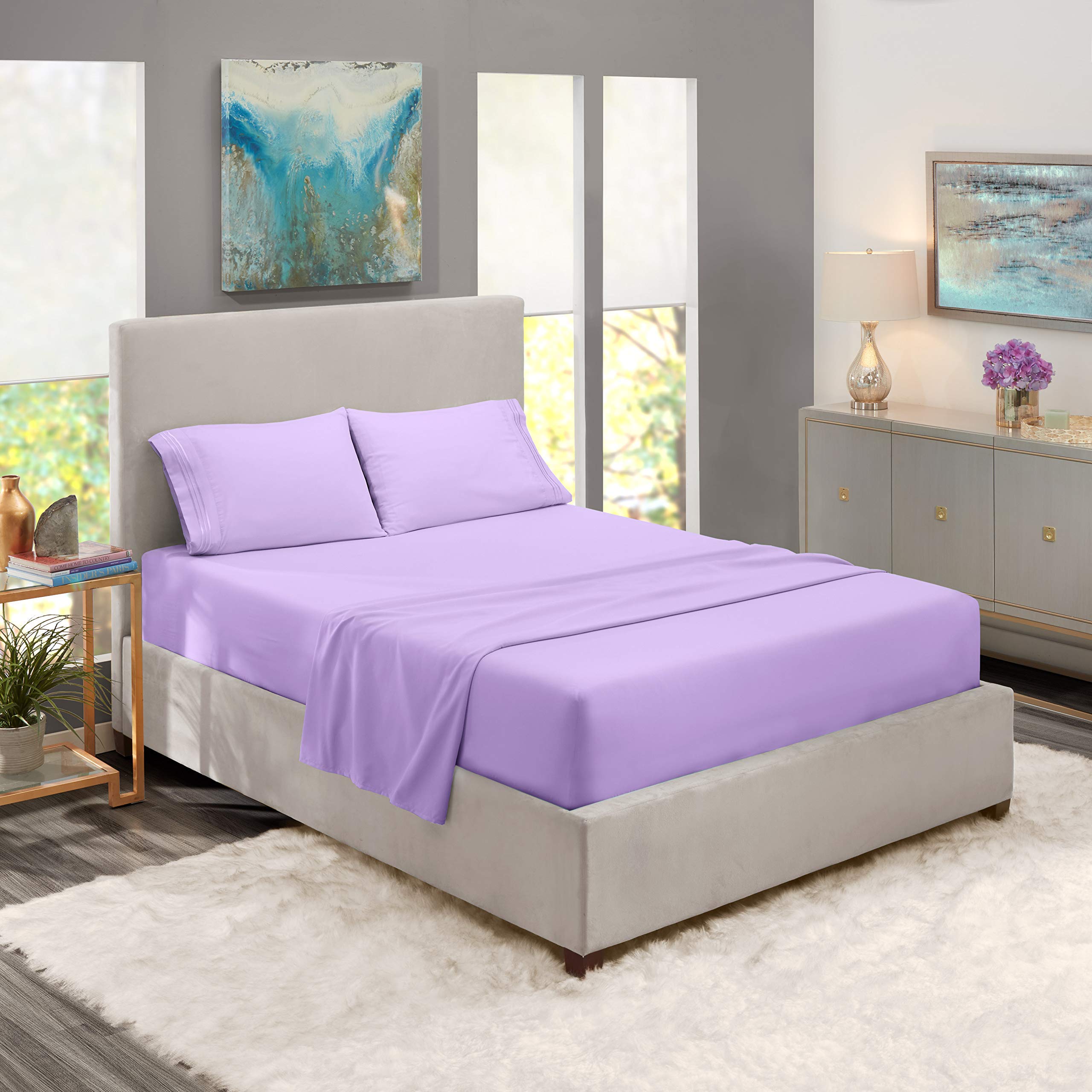 Premium 800 Thread Count 100% Combed Cotton Twin Bed Sheet Set - 4pc Ultra Soft Deep Pocket Sheets with Extra Long Staple Cotton, Fits Mattress Up to 14
