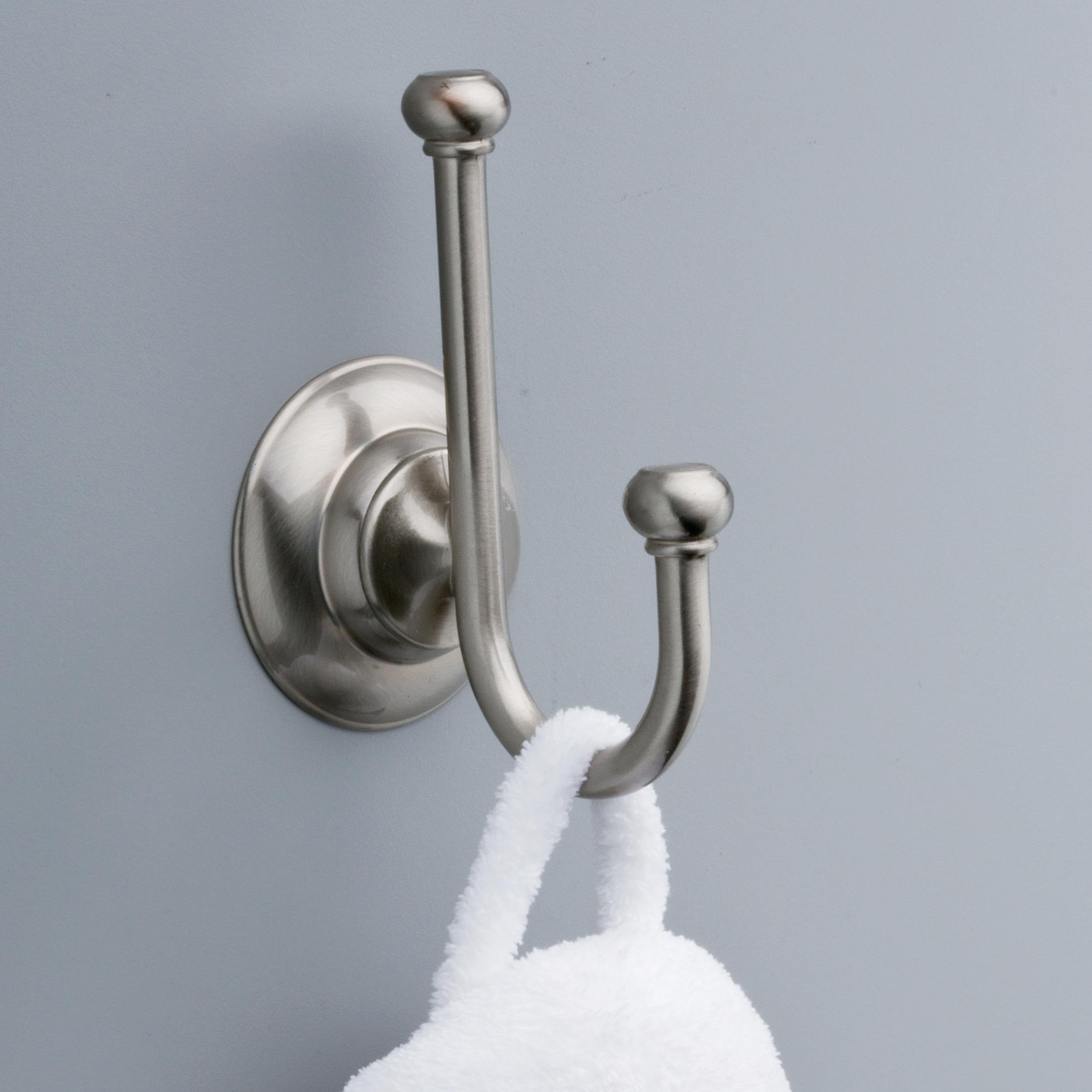 Delta Porter 1-Pack Brushed Nickel Towel Hook - Wall Mounted Bathroom Accessory with SpotShield Finish - Perfect for Hanging Robes, Towels & Bathroom Essentials (PTR35-BN)