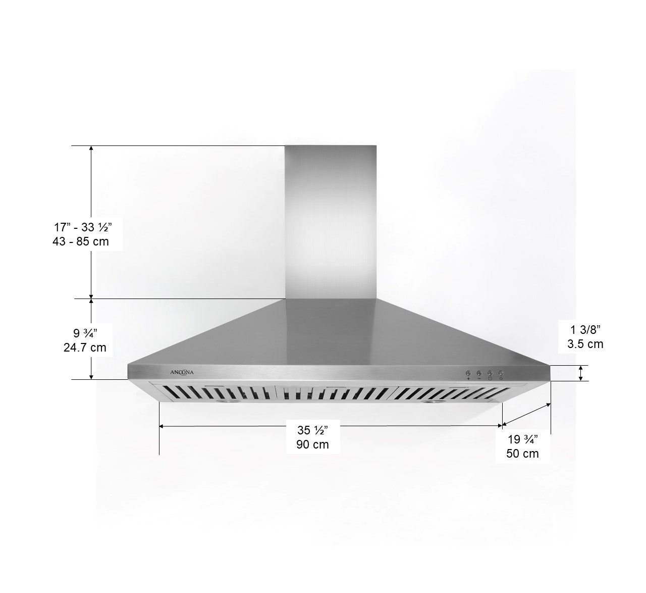 Rapido IV 36-Inch Stainless Steel Range Hood with LED Lights - Powerful 900 CFM Kitchen Vent Hood for Gas Stove, Island Mount - Perfect for Modern Home Kitchen & Restaurant Use