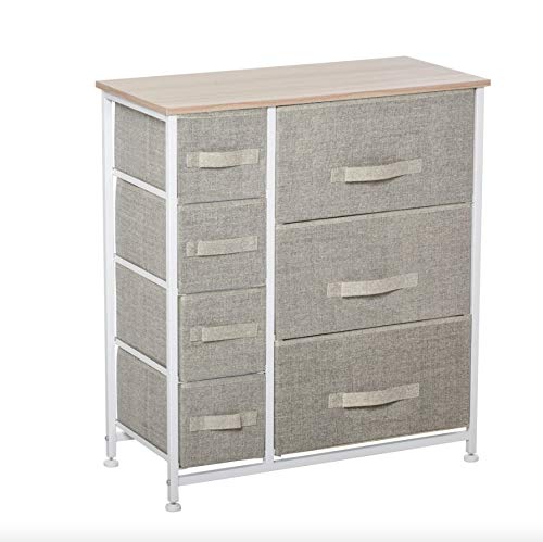 7-Drawer Fabric Storage Cabinet Organizer - Removable Drawers, Spacious Top for Display & Ample Storage Space - Perfect for Clothes, Books, Bathroom Essentials, Office Supplies & Folders - Ideal for Bedroom, Closet, Bathroom & Home Office Organization