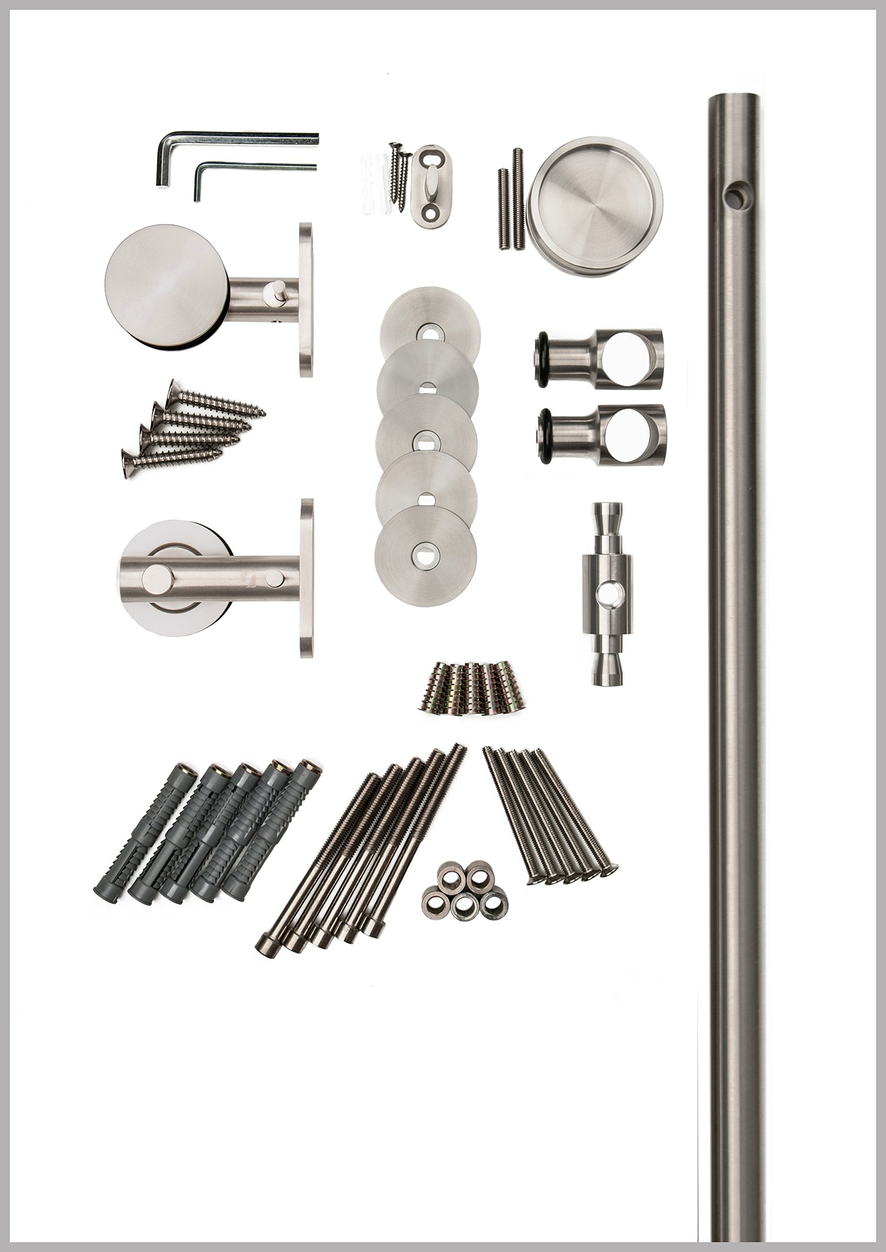 Lumina WT Series 8ft Stainless Steel Sliding Barn Door Hardware Kit - Satin Finish for Wood Doors | Modern Farmhouse & Industrial Style | Perfect for Bedrooms, Closets & Room Dividers