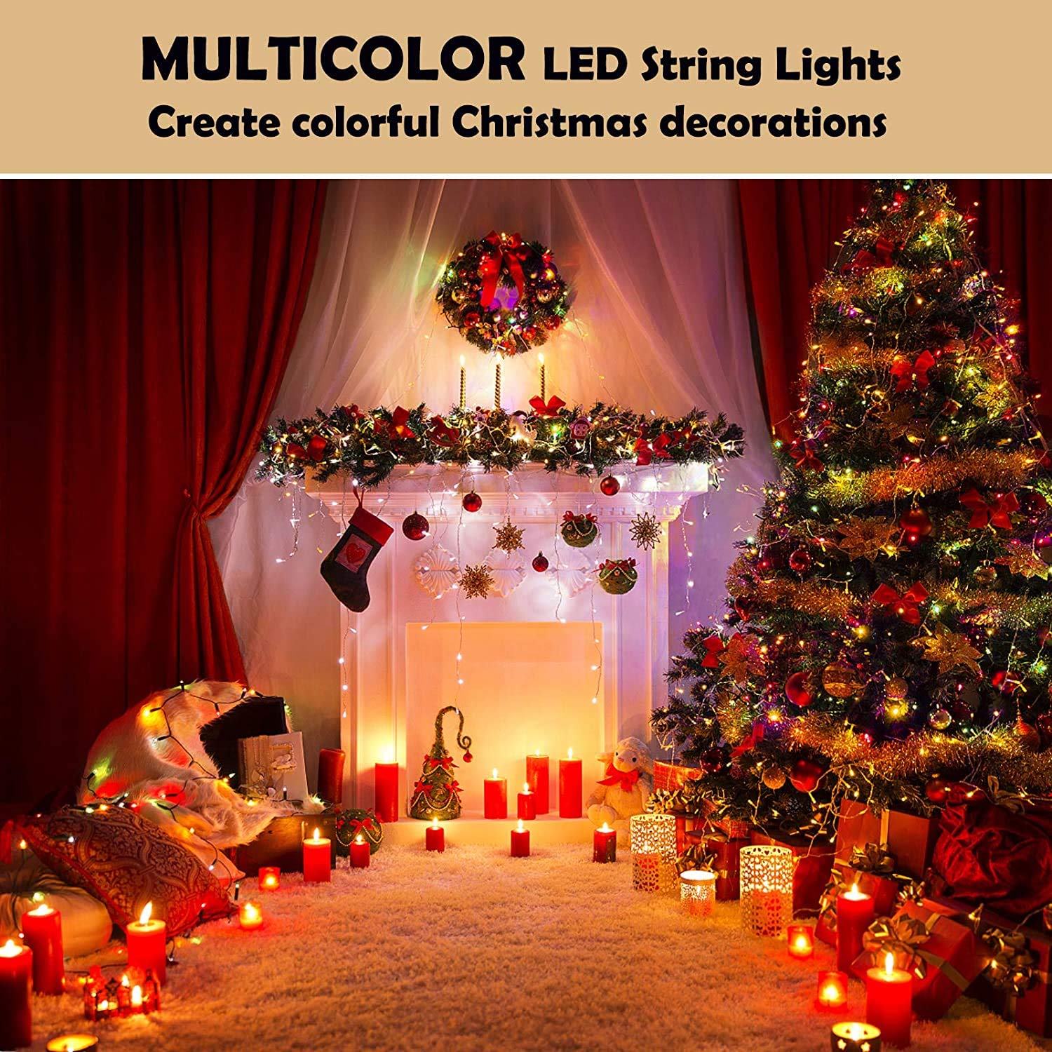 Bright 300 LED Christmas Lights Outdoor - 100ft Connectable for Tree & Party Decor