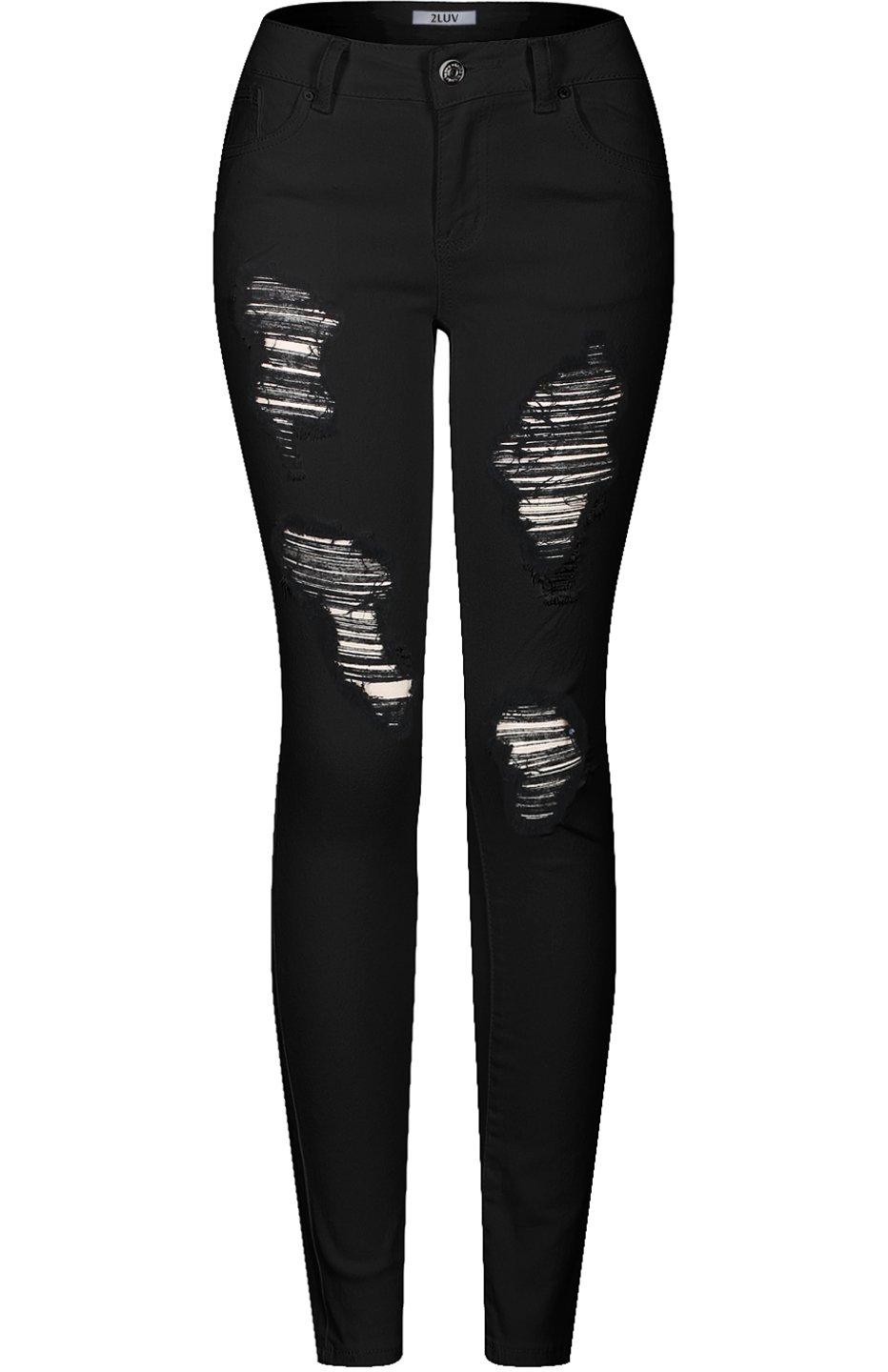 2LUV Women's Distressed Skinny Jeans - High Waist Stretch Denim Pants for Casual Wear & Night Out | Trendy Ripped Jeans for Women | Perfect for Everyday Style and Date Nights