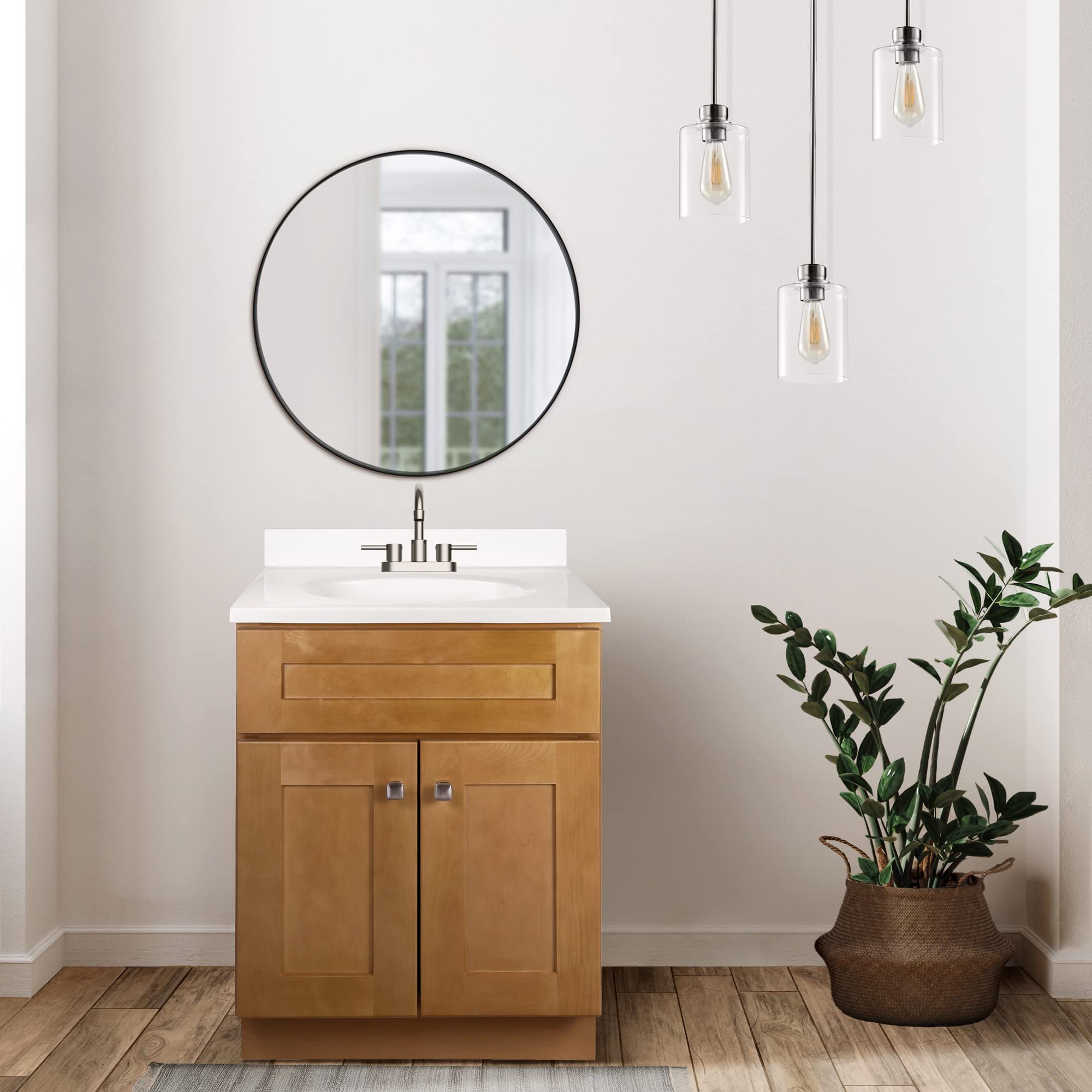 25 Inch Modern Bathroom Vanity Set with Countertop - Ready to Assemble Birch Wood Cabinet for Bathroom Remodel | Perfect for Small Spaces & Powder Rooms