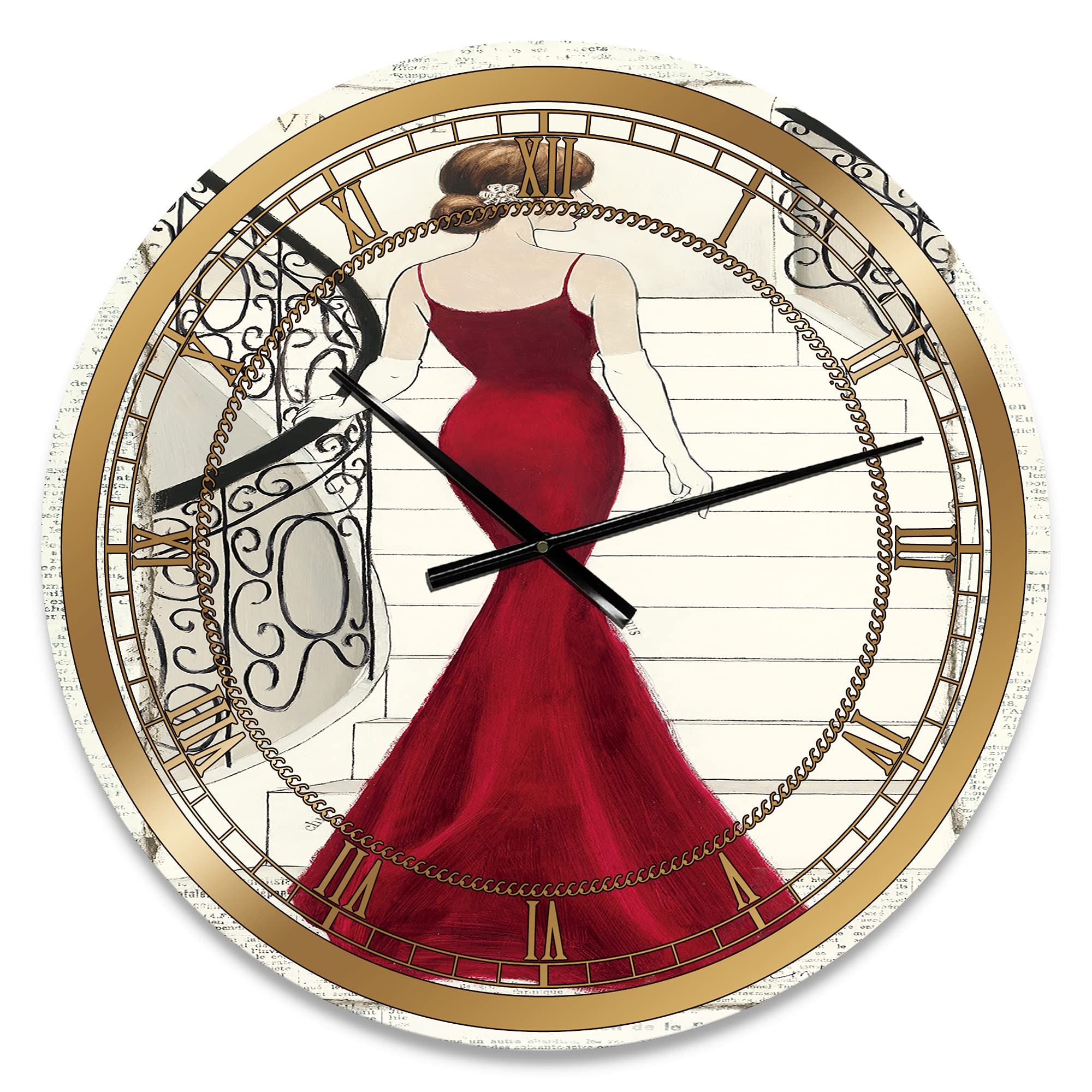 Elegant Glam Paris Diva III Wall Clock - Stylish Home Decor for Bedroom, Bathroom, Office & Living Room | Perfect for Modern Interior Design & Gift Giving
