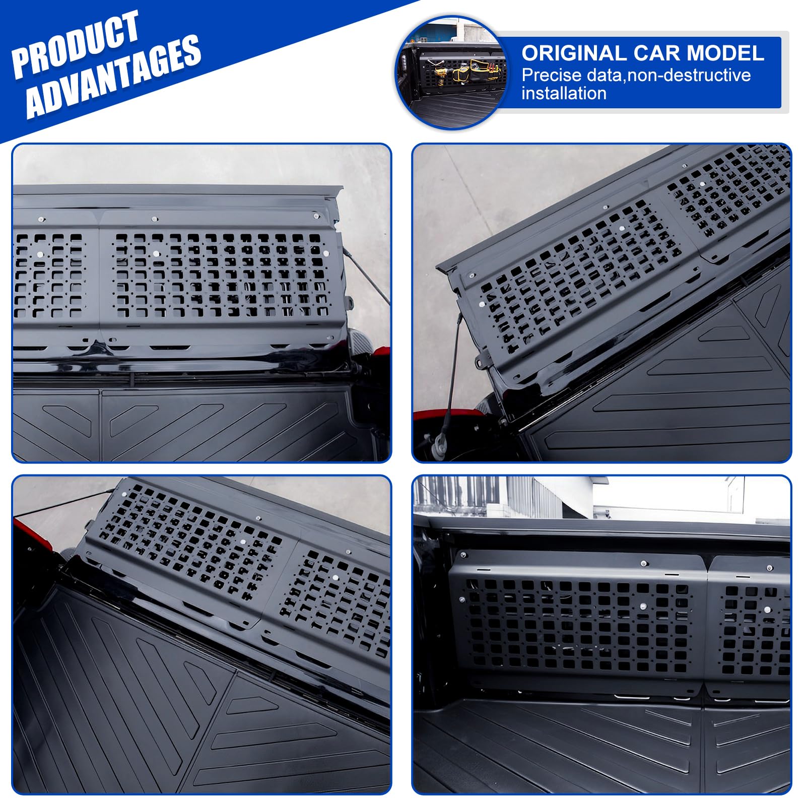 2015-2024 Ford F150 Bed Tailgate Storage Panel - Heavy Duty Metal Molle Panel Organizer for 15-23 F150 Accessories - Perfect for Truck Gear Storage & Off-Road Adventures