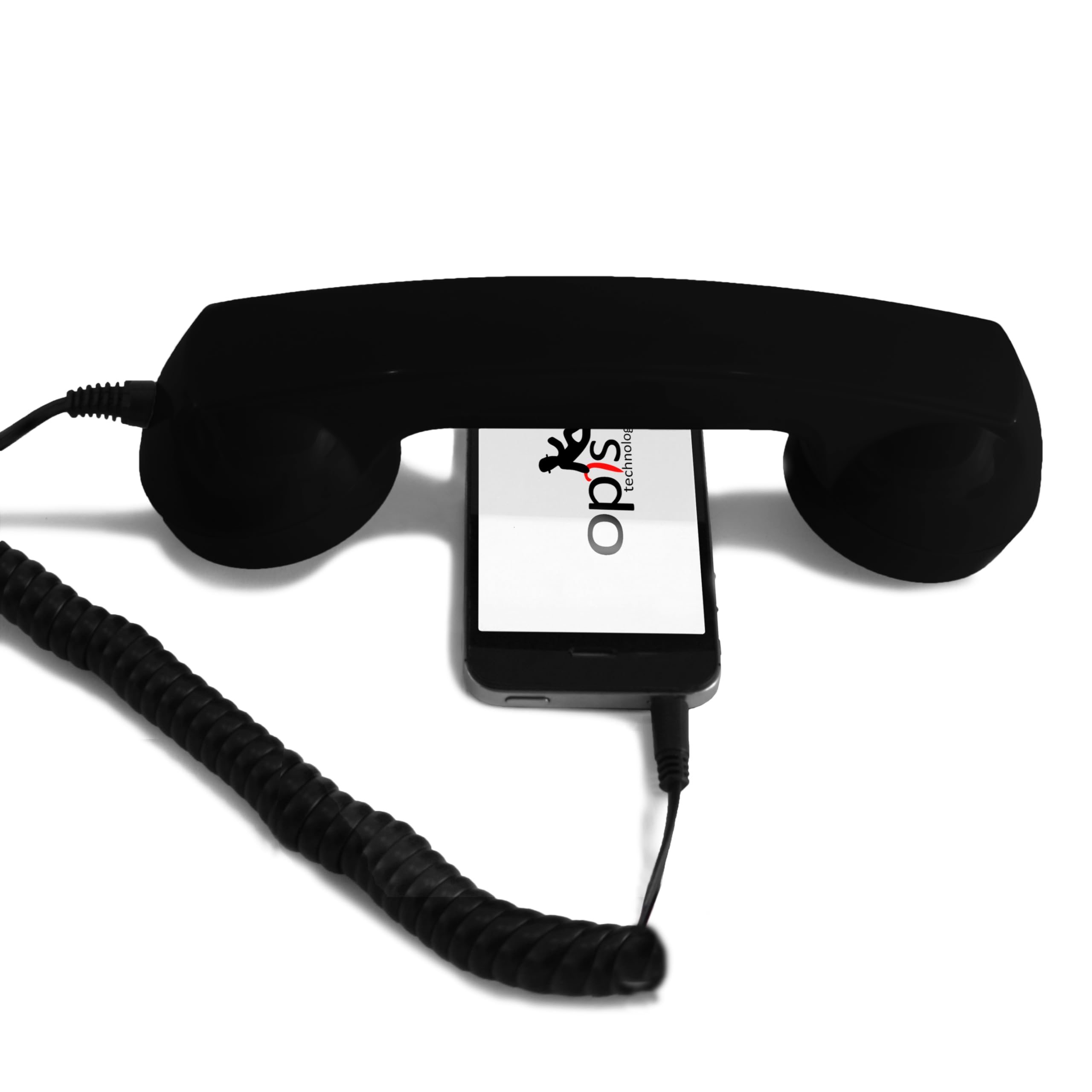 Vintage Retro Handset for Cell Phones - OPIS 60s Micro Old-Style Headset with Classic Rotary Dial (Black) | Perfect for Nostalgic Decor, Themed Parties & Vintage Photography Props