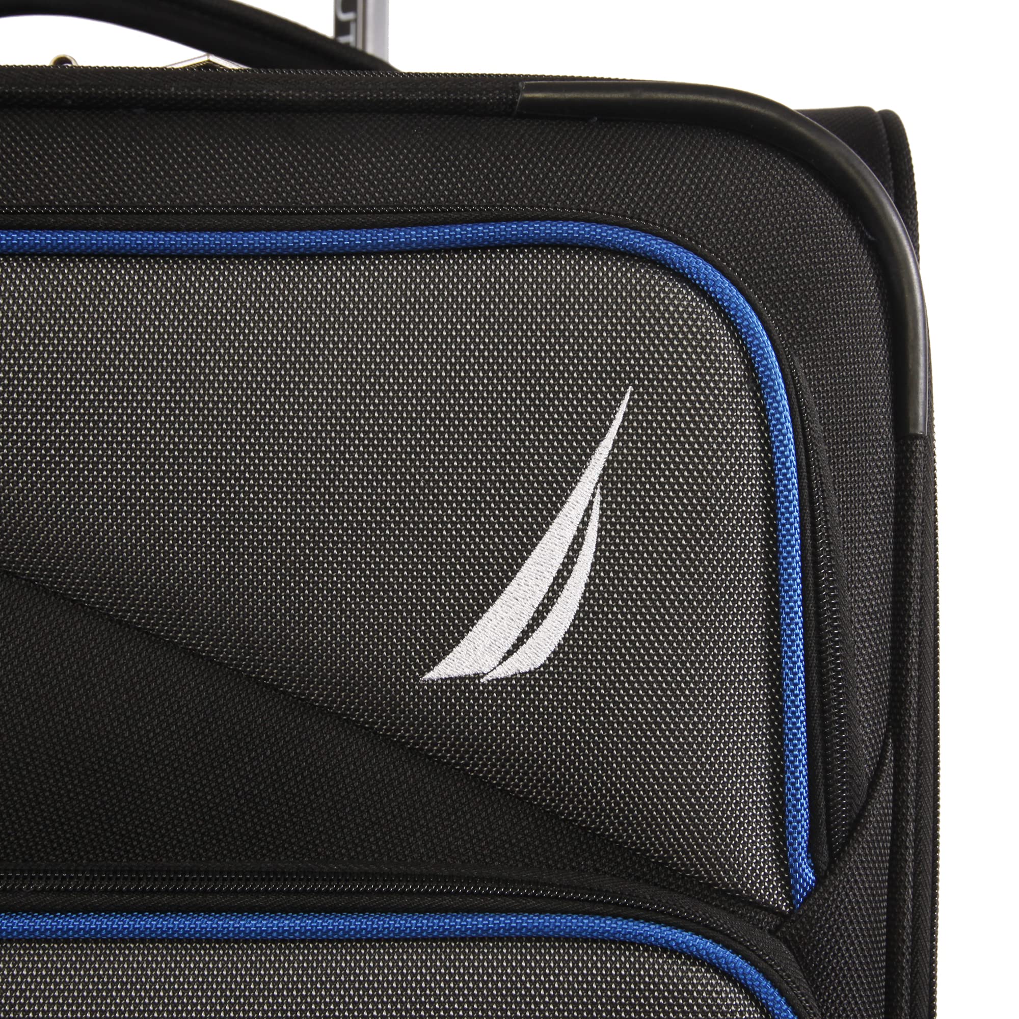 NAUTICA Emry 2-Piece Softside Luggage Set - Black & Blue Spinner Suitcase for Travel, Business Trips & Vacations | Lightweight Durable Carry-On & Checked Bags