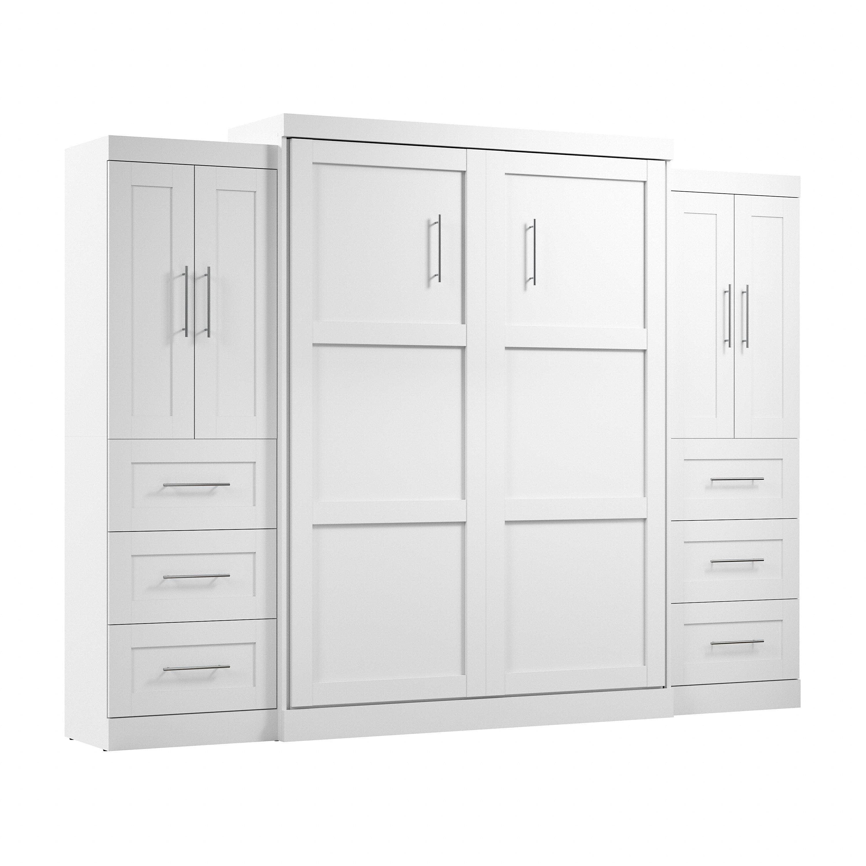 Pur Queen Murphy Wall Bed with Closet Storage Cabinets (115W) - 7 Color Options - Space-Saving Solution for Small Apartments, Guest Rooms & Home Offices