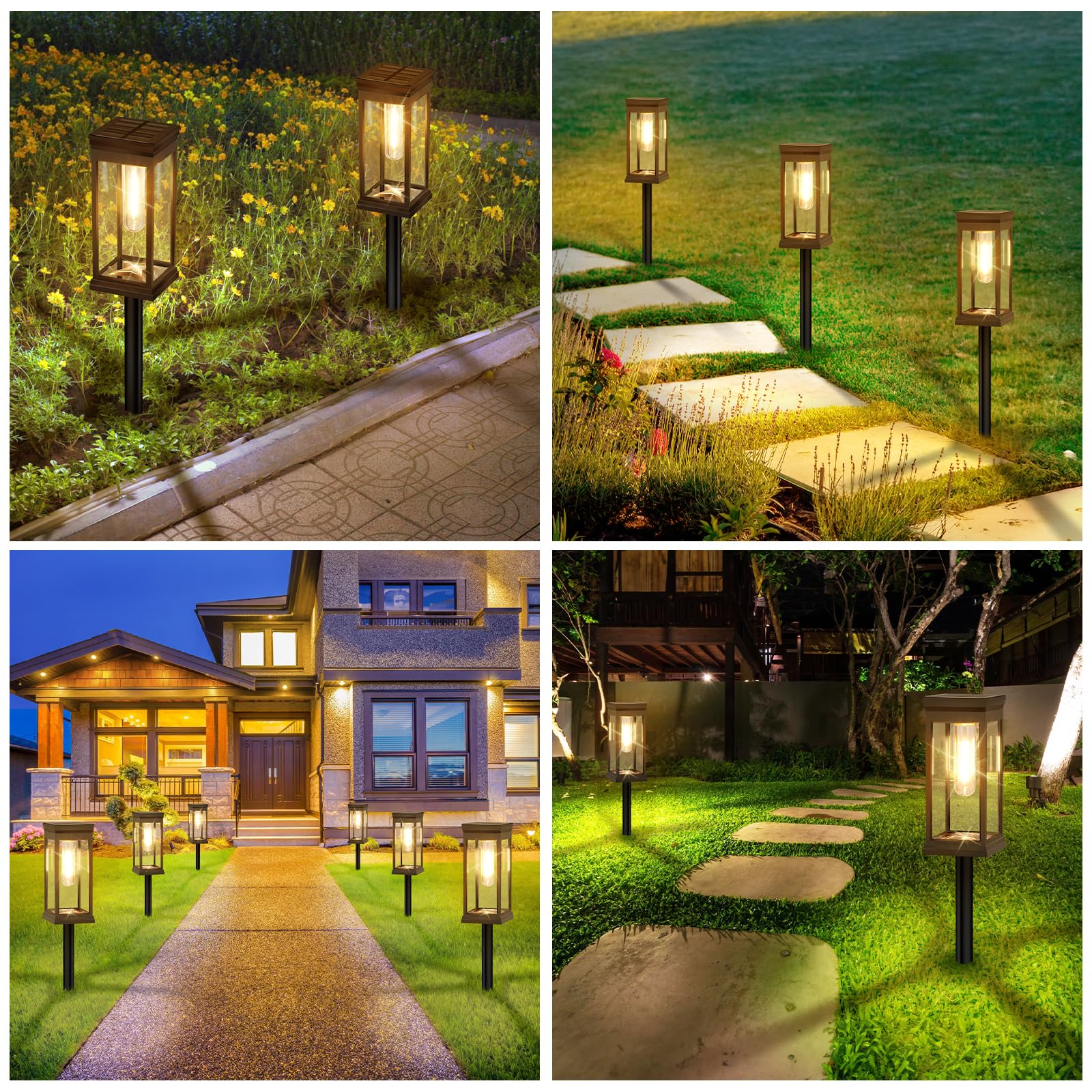 Upgraded 8-Pack Large LED Solar Pathway Lights Outdoor Waterproof - Super Bright Solar Powered Landscape Lighting for Yard, Garden Walkway - Warm White - Perfect for Driveway, Patio, Deck & Backyard Lighting