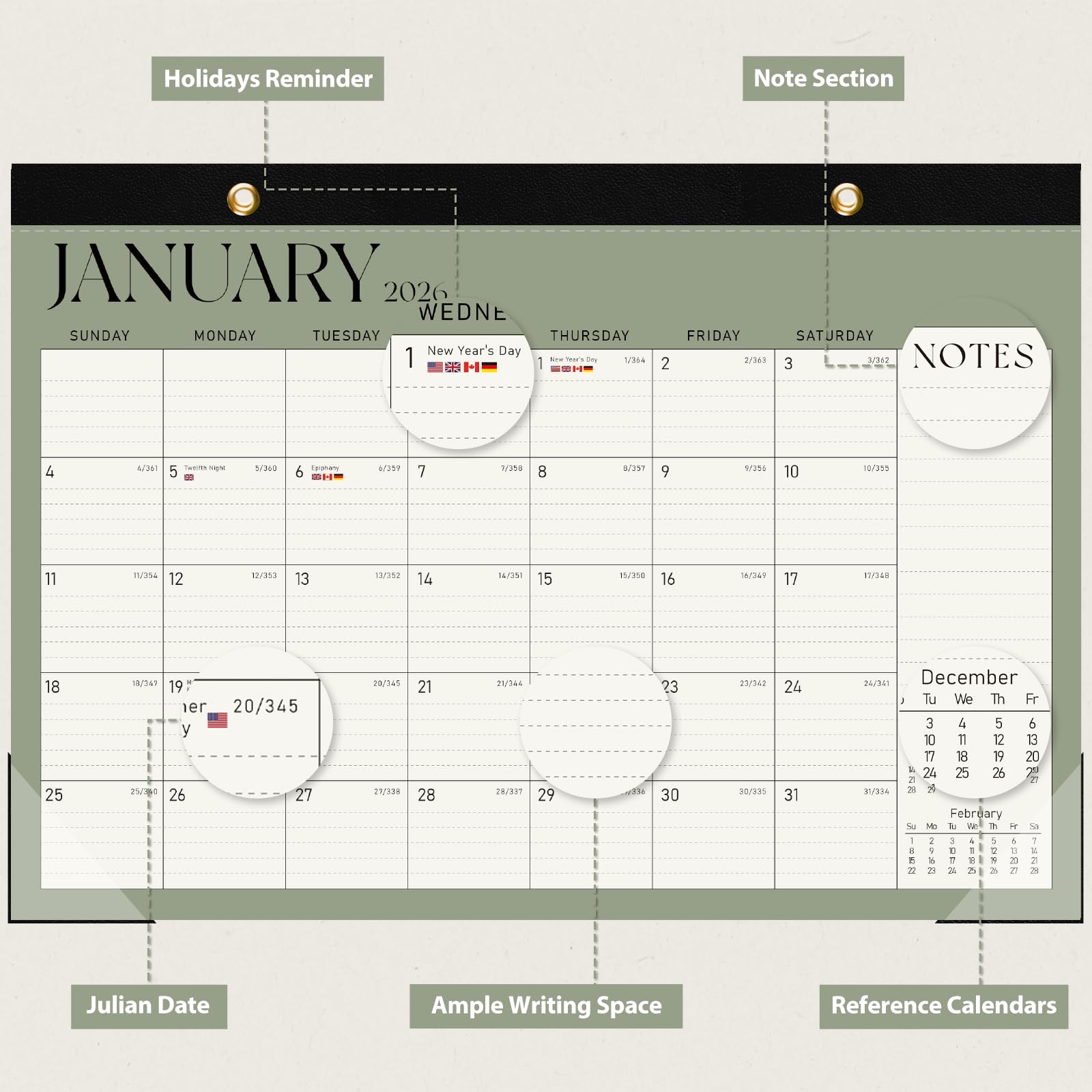 2025-2026 21-Month Large Desk Calendar Planner (April 2025-December 2026) - 17
