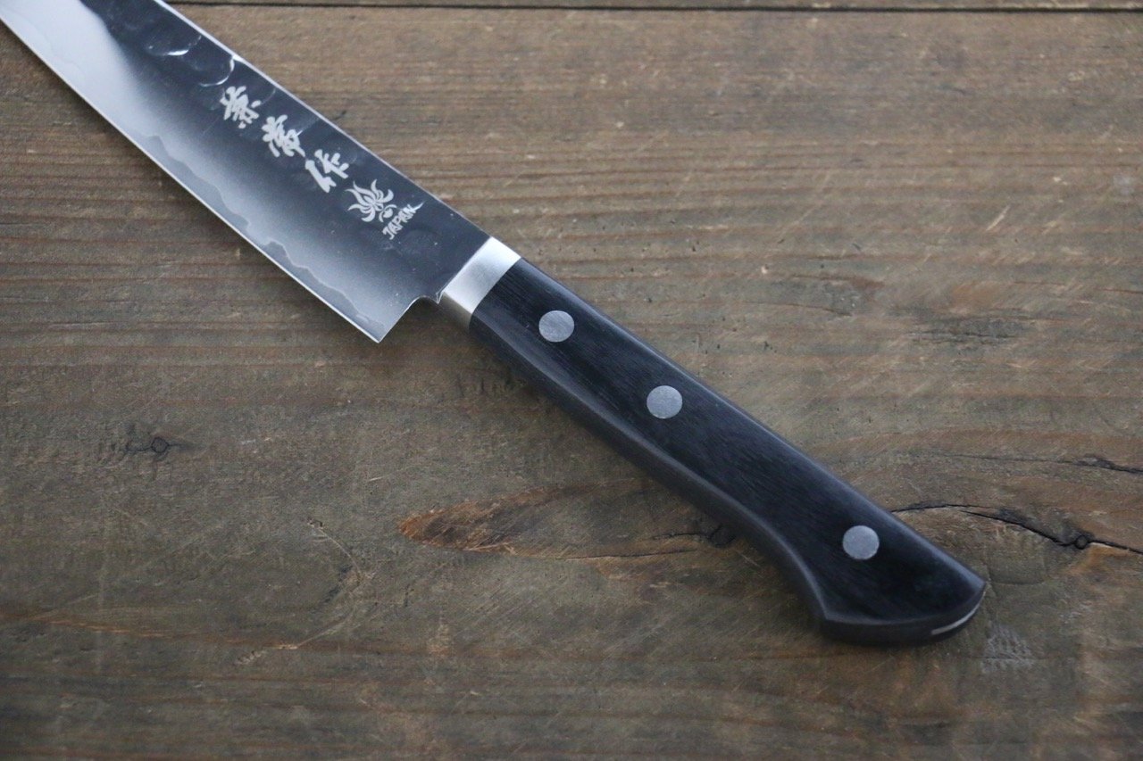 Kanetsune VG1 Hammered Petty Utility Knife 135mm - Japanese Pakkawood Handle - Perfect for Slicing Fruits, Vegetables & Small Kitchen Tasks
