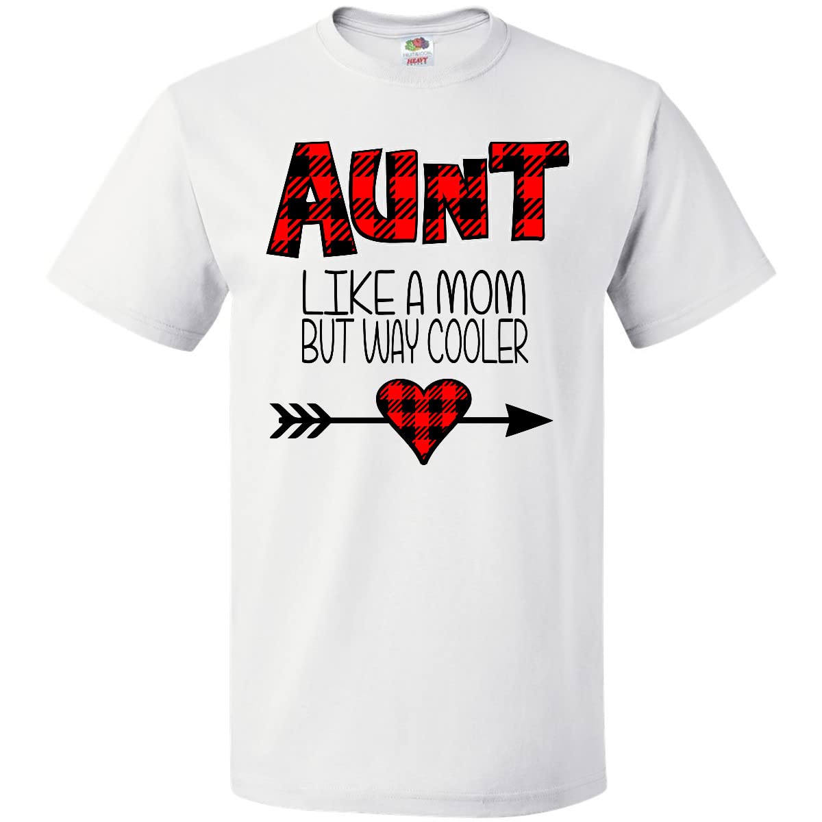Inktastic Aunt Like a Mom But Way Cooler Red Plaid T-Shirt - Funny Family Gift for Aunts, Birthday & Mother's Day