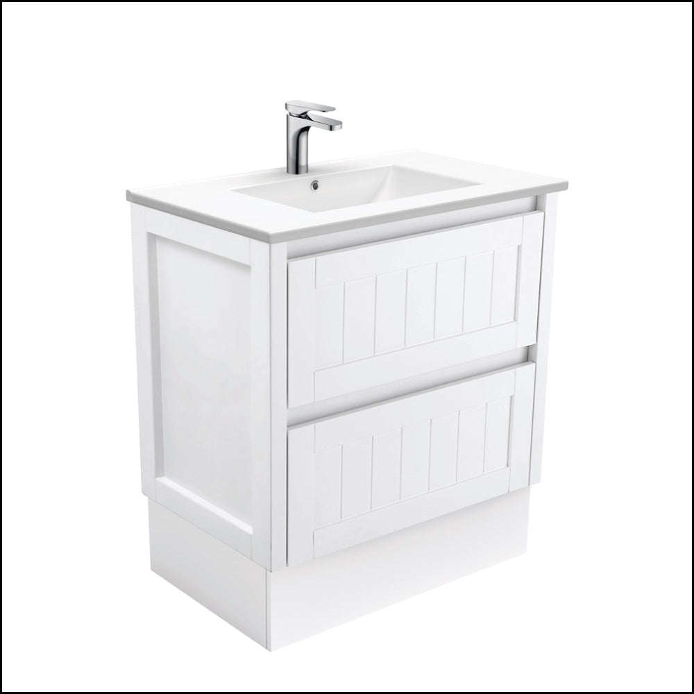 Fienza Dolce Hampton 750mm White Bathroom Vanity Unit with Kickboard - Modern Sink Cabinet for Bathroom Remodel & Home Decor