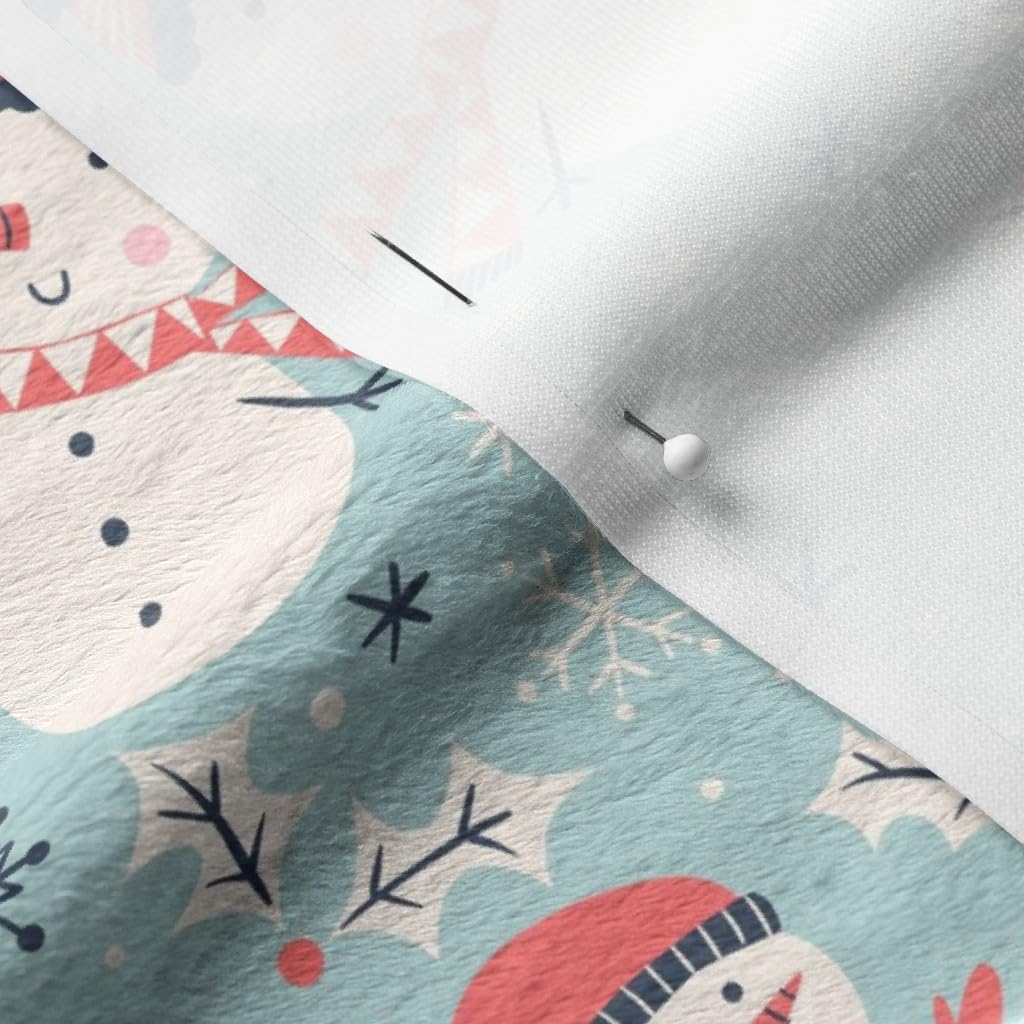 Snowman Christmas Winter Printed Minky Fabric by The Yard - Soft Plush Material for Sewing Baby Blankets, Quilt Backing & Holiday Decorations - Perfect for DIY Crafts, Home Decor & Seasonal Projects